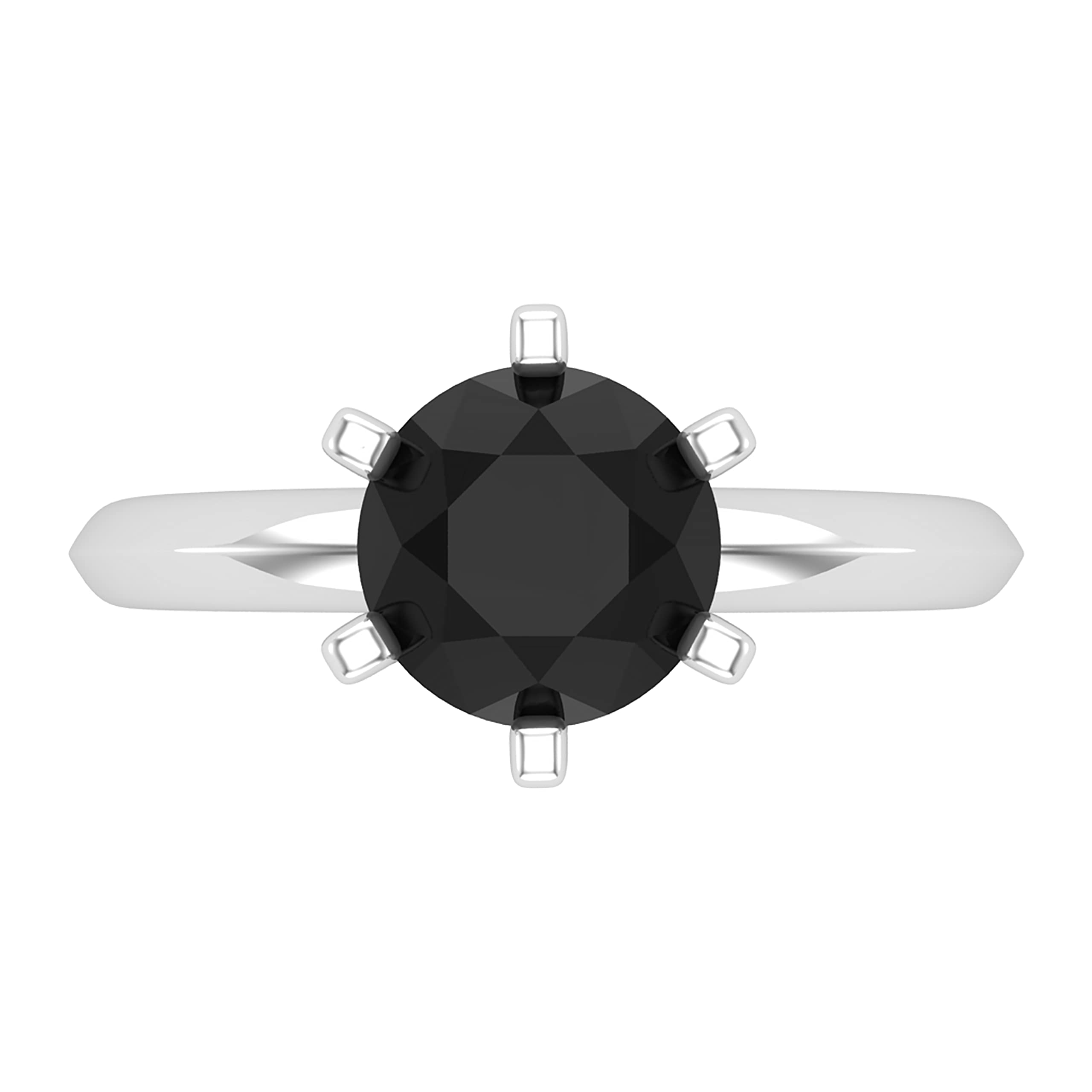 18K White Gold Round Black Diamond Solitaire Engagement Ring for Women - Dazzlingrock Collection | Perfect for Proposals, Anniversaries & Special Occasions