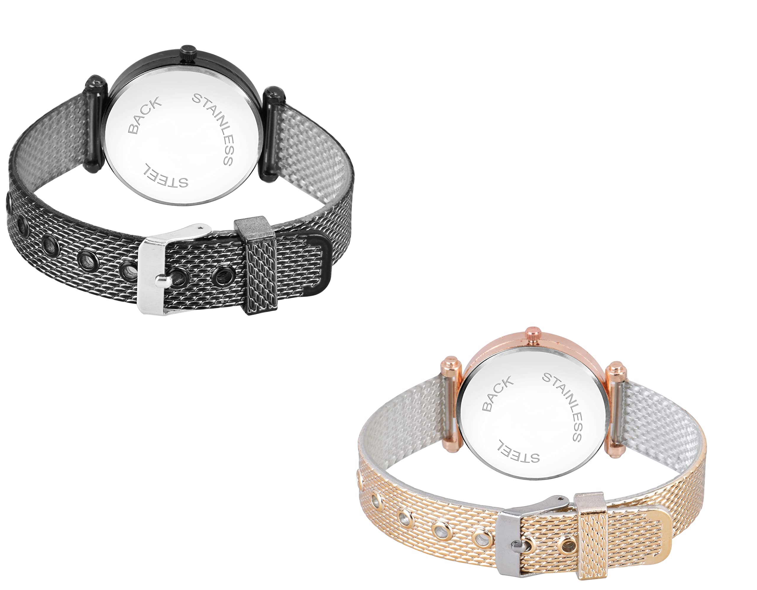 KIARVI Analog Watches for Women - 2 Pack PU Strap Combo - Casual & Office Wear