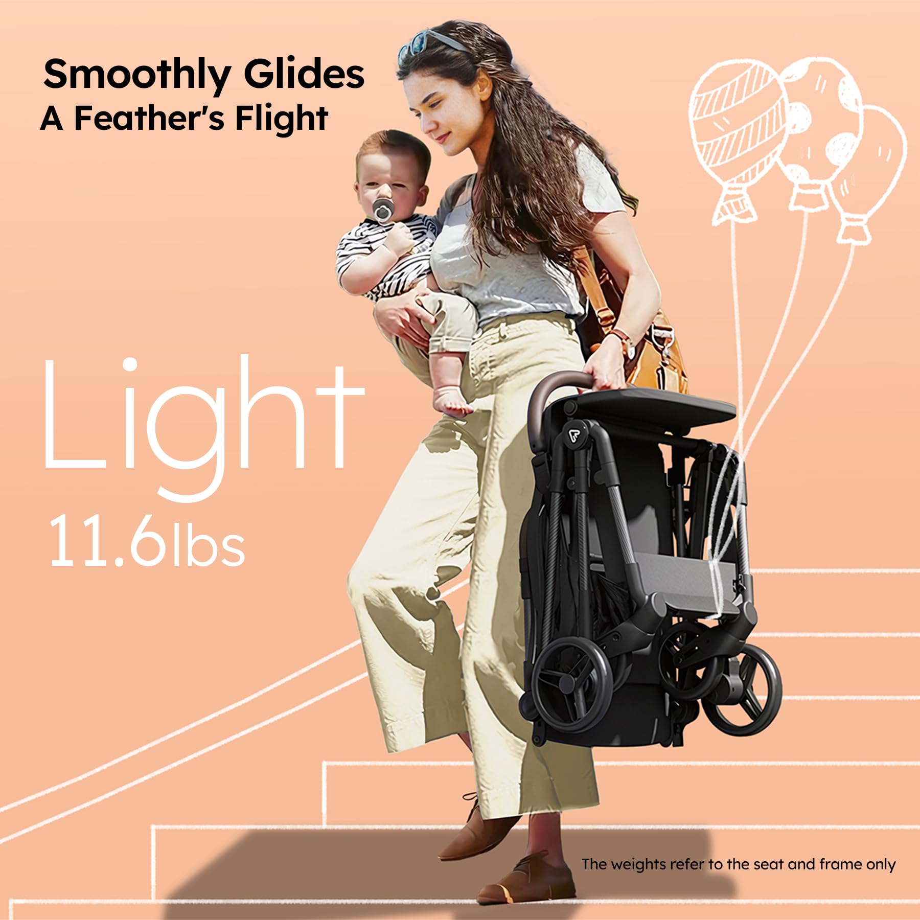 Lightweight Baby Travel Stroller - Mom's Choice Gold Award Winner | Compact & Airplane-Friendly Foldable Stroller | One-Handed Folding Design (11.6 lbs) | Perfect for Toddlers & Air Travel | Ideal for Shopping, Traveling, and Daily Walks
