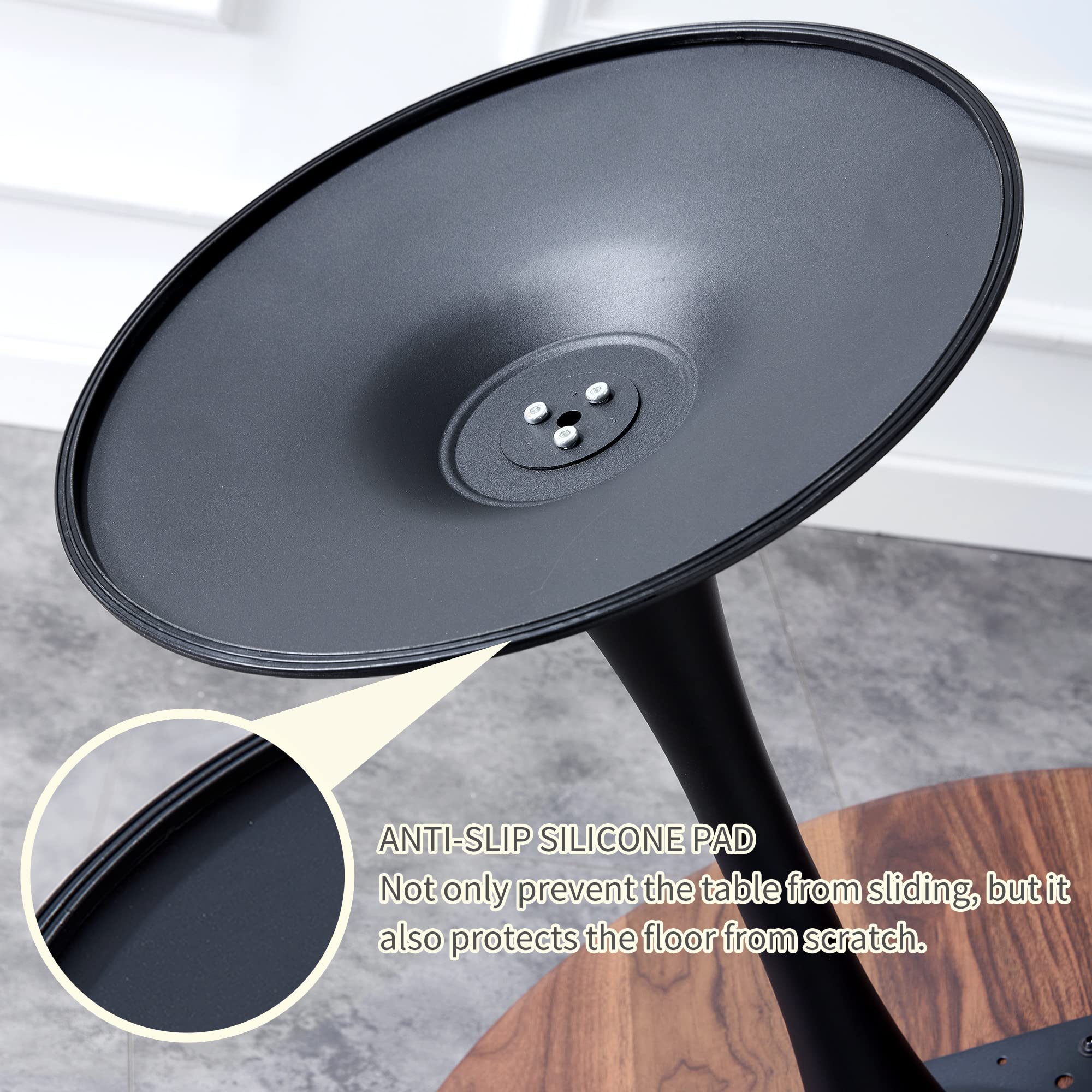 42 Inch Round Dining Table - Mid-Century Modern Tulip Table with Sturdy Metal Pedestal Base | Space-Saving Kitchen & Dining Room Furniture | Easy Assembly in Walnut & Black Finish | Perfect for Small Apartments & Cozy Breakfast Nooks