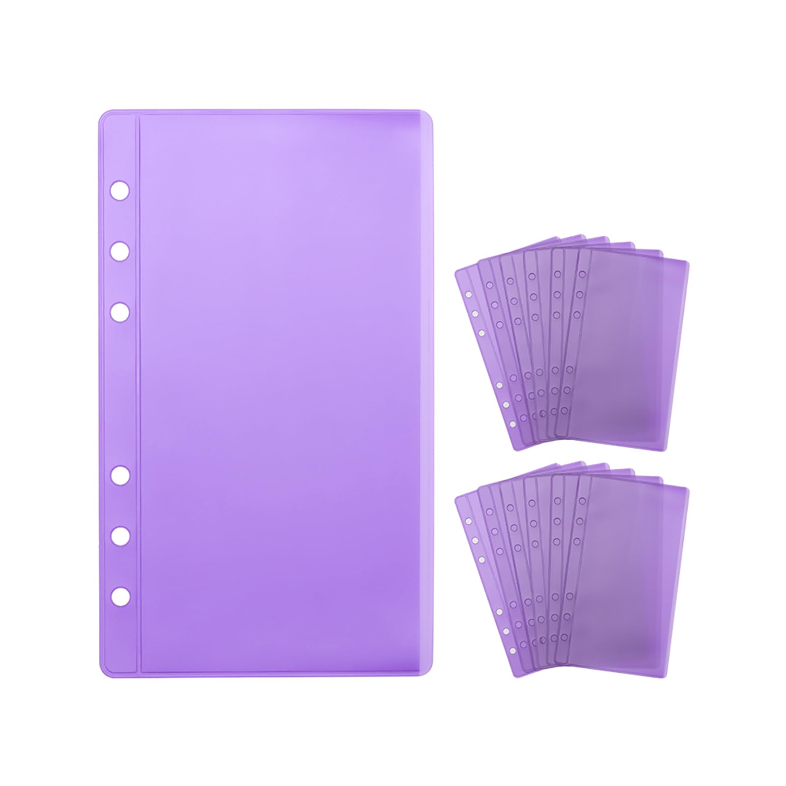 12 Pack Purple A6 Binder Pockets - PVC Sheet Protector Cash Envelopes for 6-Ring Planner, Budget Organizer Accessories | Perfect for Money Saving, Bill Organizing & Home Office Use