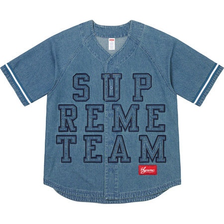Supreme Denim Baseball Jersey - Blue | Vintage-Inspired Baseball Shirt for Men & Women | Perfect for Casual Wear, Sports & Street Fashion