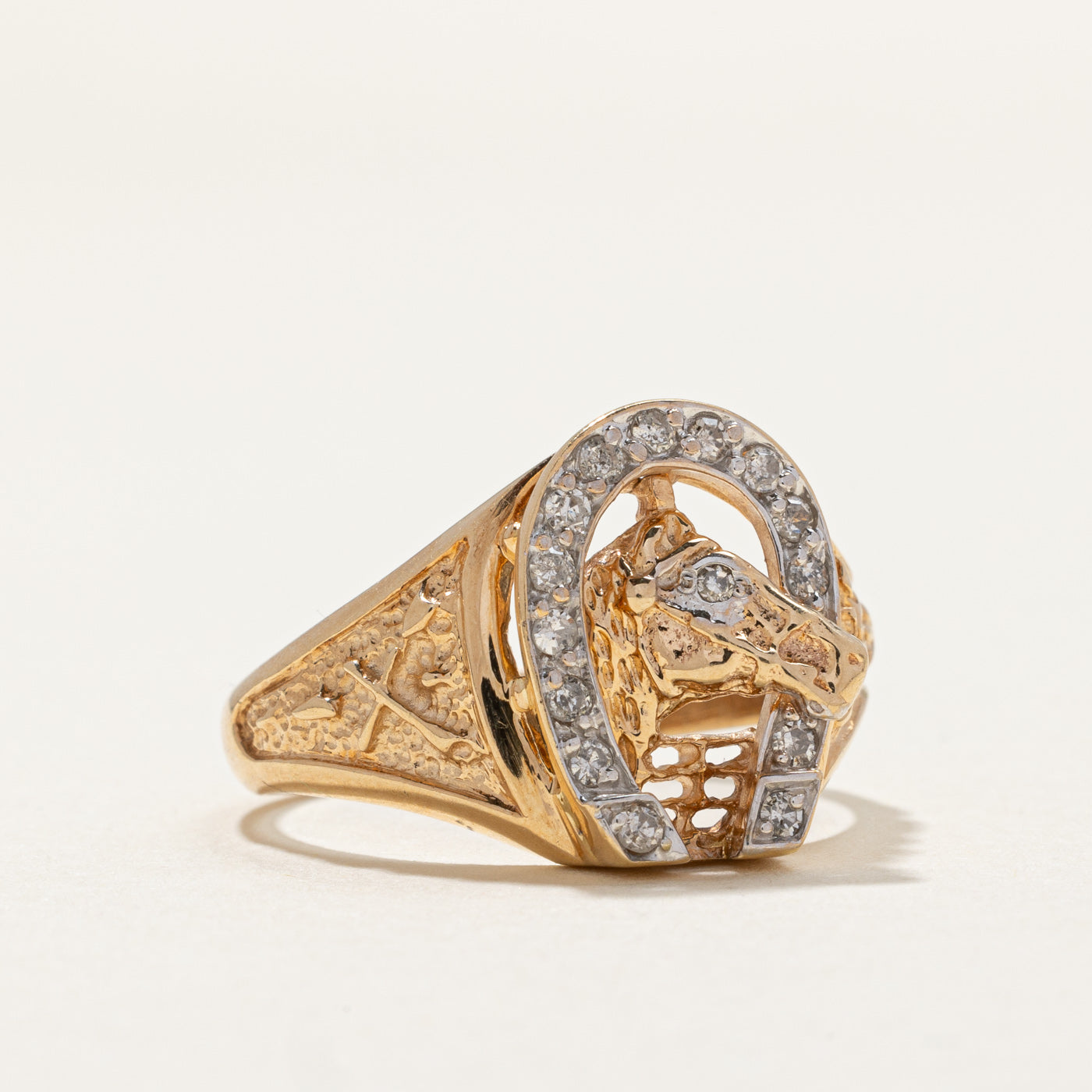 Horseshoe & Horse Diamond Ring for Women - 0.28ctw Genuine Diamond Jewelry - Size 10 - Perfect for Equestrian Gifts, Western Fashion & Cowgirl Style Accessories