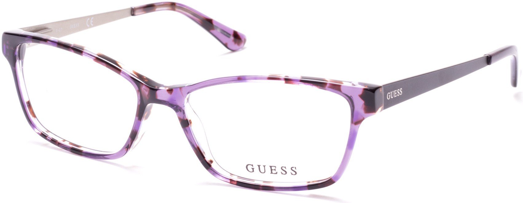 Guess GU2538 Eyeglass Frames - Violet Acetate Frame, 53mm Lens Diameter for Women | Stylish & Lightweight Eyewear for Work, Travel & Everyday Wear