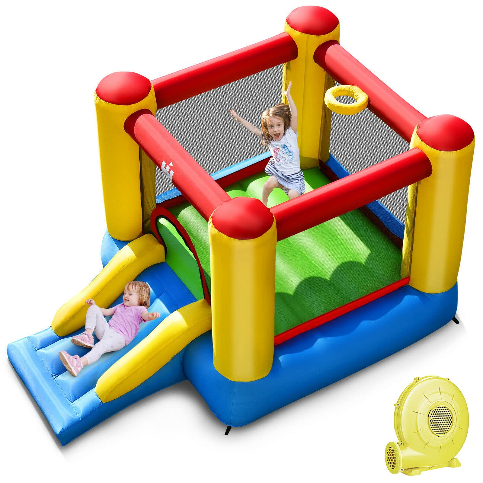BOUNTECH Inflatable Bounce House for Kids - Indoor/Outdoor Jumping Castle with Blower, Carry Bag & Repair Kit - Toddler Birthday Party Gift - Perfect for Backyard, Park & Family Gatherings