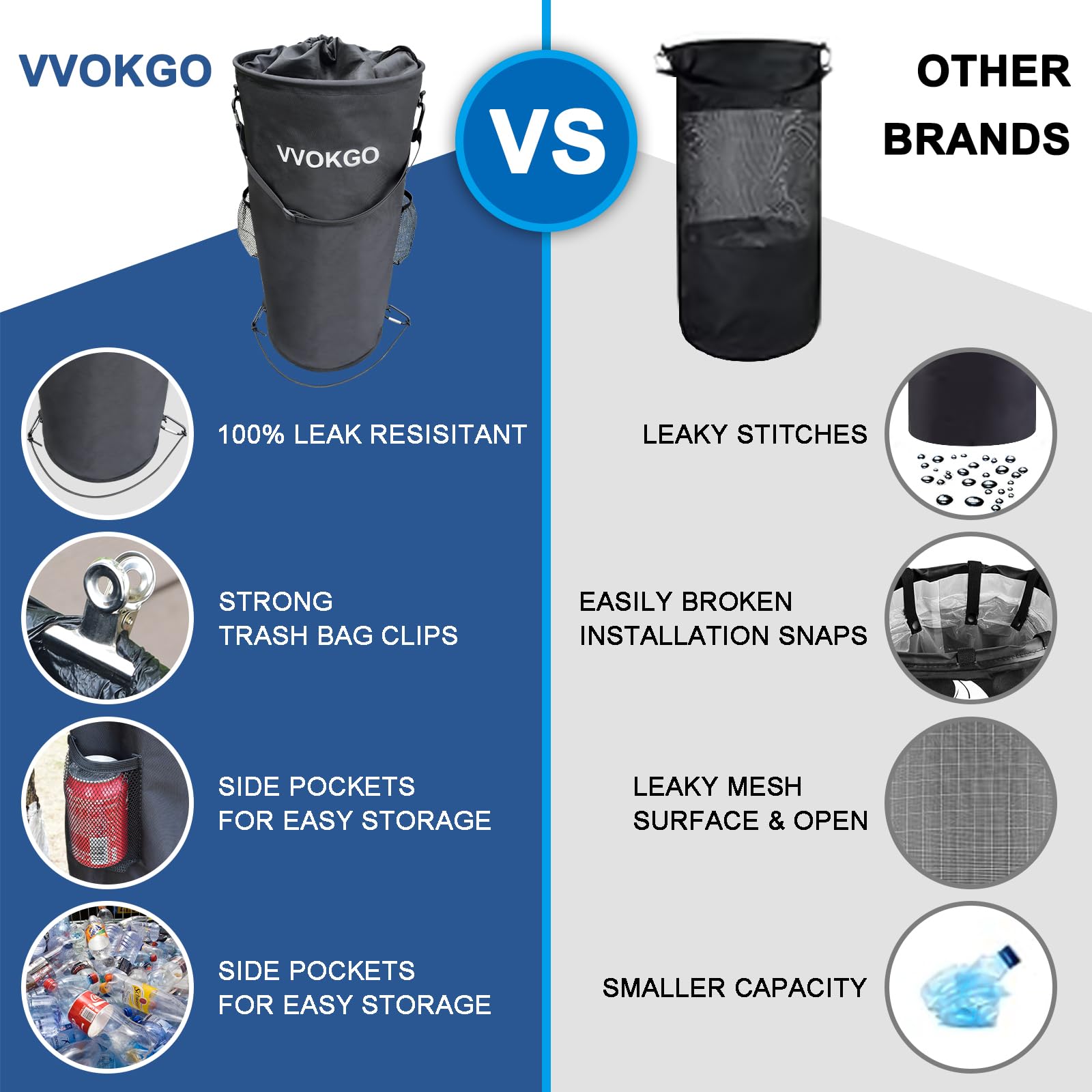 13 Gallon Collapsible Boat Trash Can with 50 Replacement Bags - 1000D Odor & Leak Proof Portable Garbage Storage for Pontoon Boats, Kayaks, RVs - Ideal for Fishing, Sandbar Trips & Marine Adventures