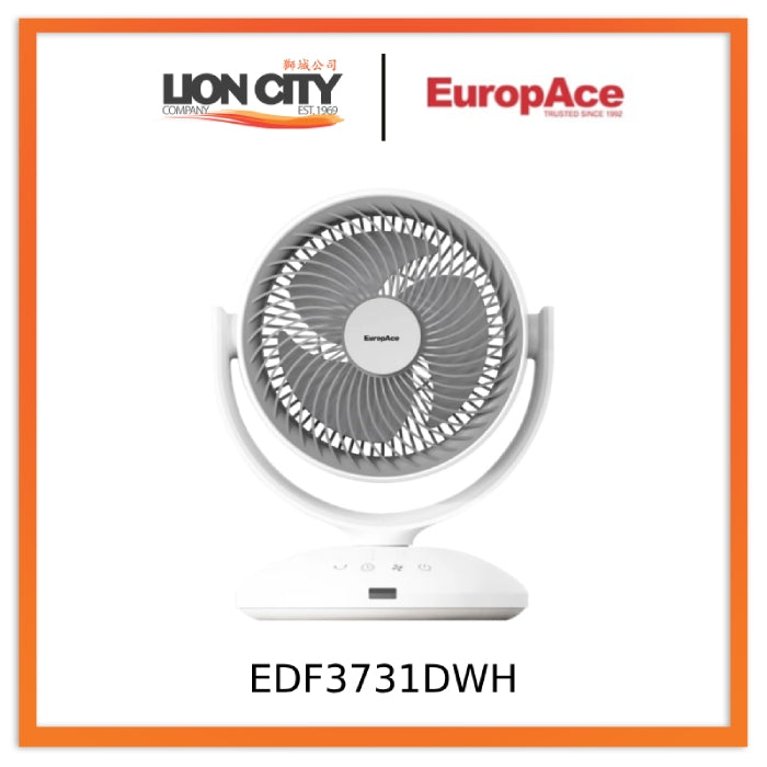 EuropAce EDF3731DWH 7-Inch Compact Desk Fan - Quiet Personal Cooling Fan for Office, Bedroom & Dorm Room - Energy Efficient USB or Battery Powered Small Fan