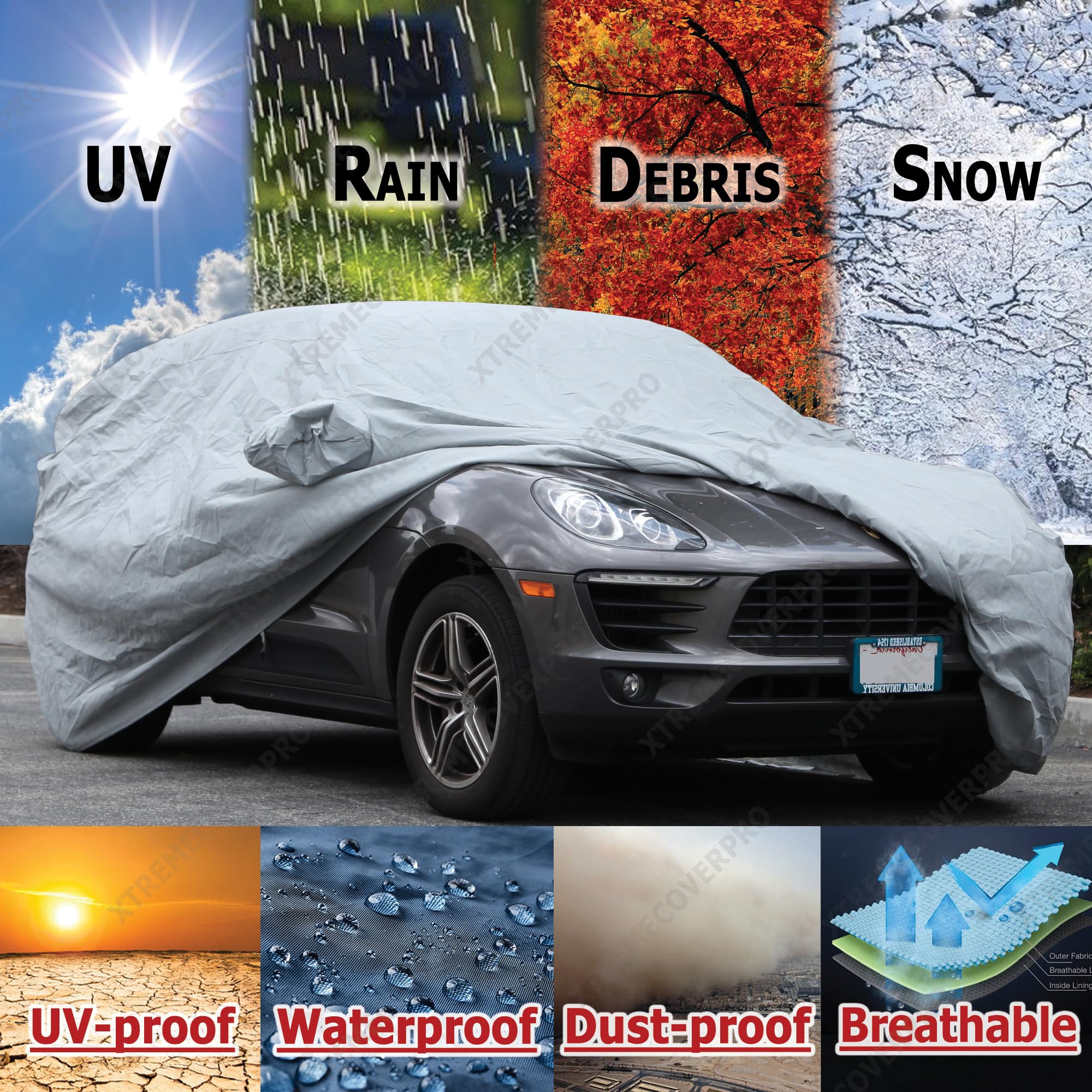 Premium Car Cover for 2020-2025 Mitsubishi Eclipse Cross - XTREMECOVERPRO Platinum Series Waterproof UV Protection (Grey) - All Weather Protection for Indoor/Outdoor Parking