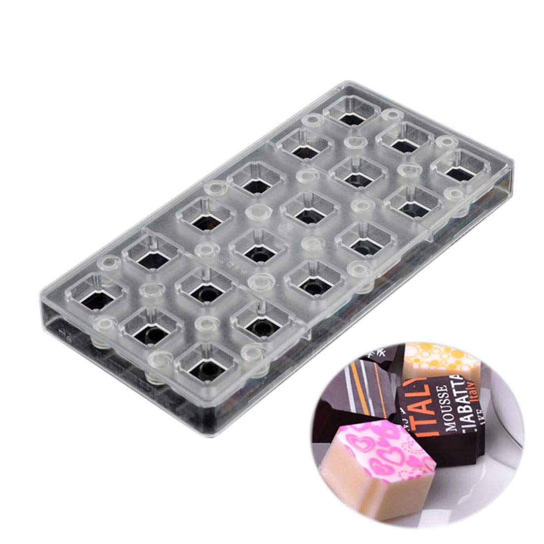 Premium Polycarbonate Chocolate Transfer Sheet Mold - DIY Handmade Candy Mould for Professional & Home Bakers - Square Shaped Magnetic Chocolate Mold (19346) - Perfect for Wedding Favors, Birthday Parties & Holiday Treats