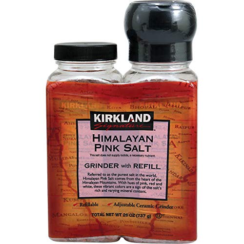 Kirkland Signature Himalayan Pink Salt with Grinder - 2 Pack (13 oz) | Pure Natural Gourmet Salt for Cooking, Seasoning & Grilling | Perfect for Kitchen, BBQ & Healthy Meals