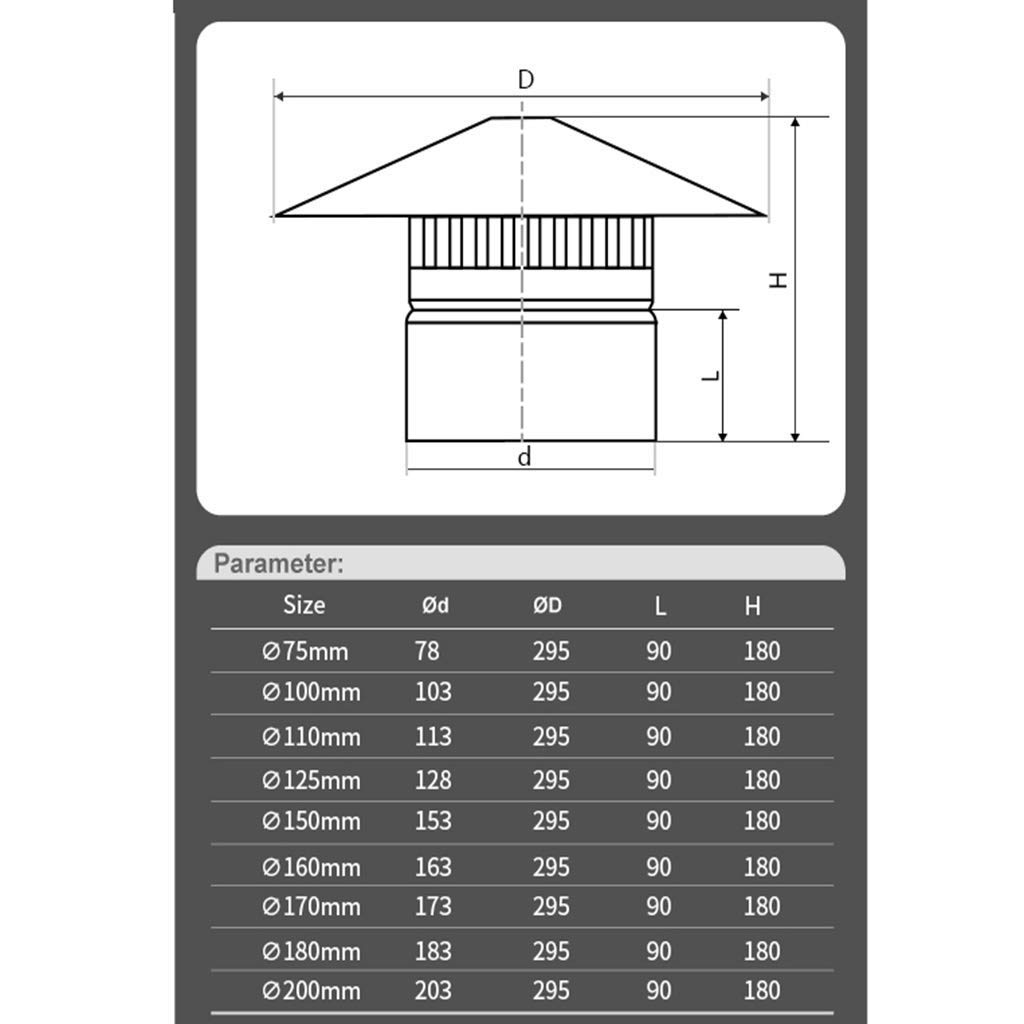 Stainless Steel Chimney Cap - 150mm Weatherproof Roof Pipe Hood for Exhaust Ventilation - Perfect for Home, RV & Outdoor Use