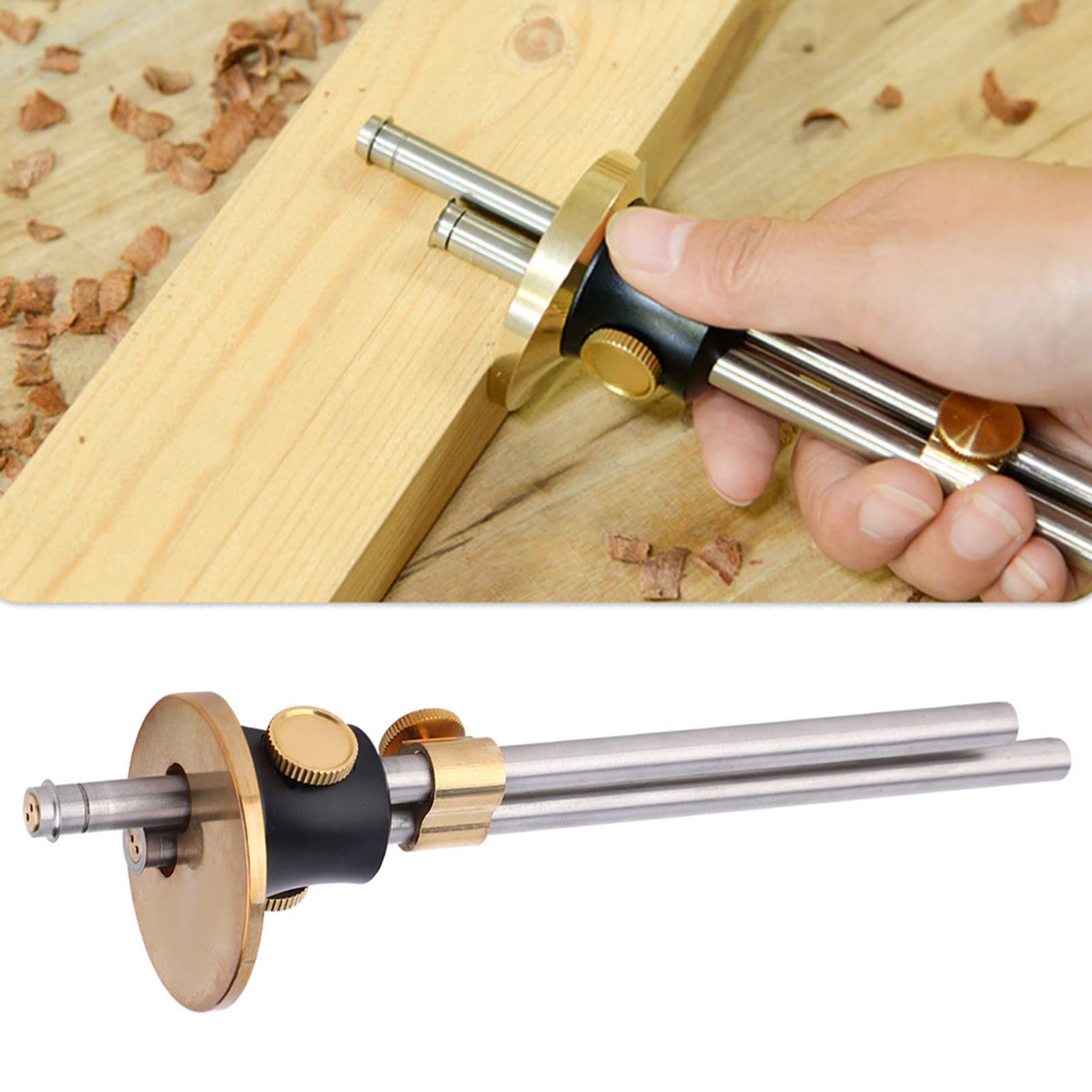 ViaGasaFamido Double-Shaft Wheel Marking Gauge - Adjustable High Precision Carpenter Measuring Tool with Removal Tool for Woodworking, DIY Projects & Furniture Making (Wood Marking Scriber)