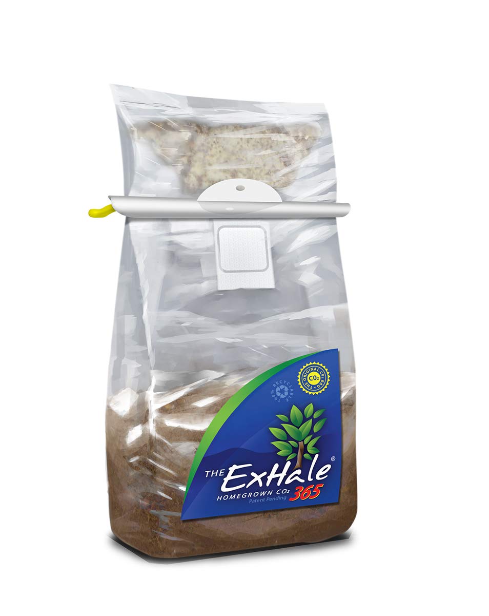 Exhale Homegrown CO2 365 - Self-Activated CO2 Bag (4 Pack, 4lbs) for Indoor Grow Tents & Rooms - Includes Hanger & Twin Canaries Chart - Perfect for Hydroponics, Greenhouse, and Plant Cultivation