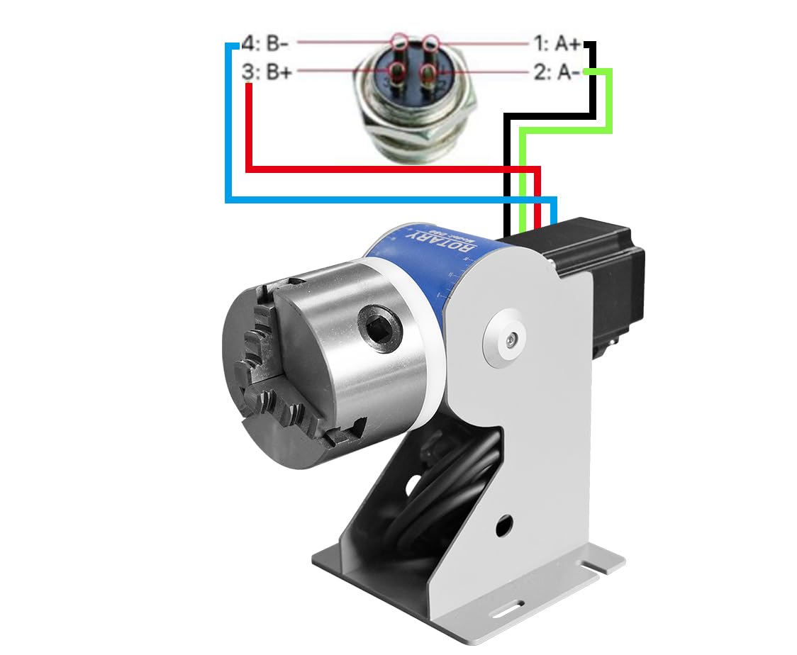 80mm (3.15in) Three-Jaw Rotary Chuck for Fiber Laser Marking & Engraving Machines - Swivel Head Attachment with Adjustable Angle - Perfect for Metal, Plastic & Wood Engraving in Jewelry, Signage & Industrial Applications