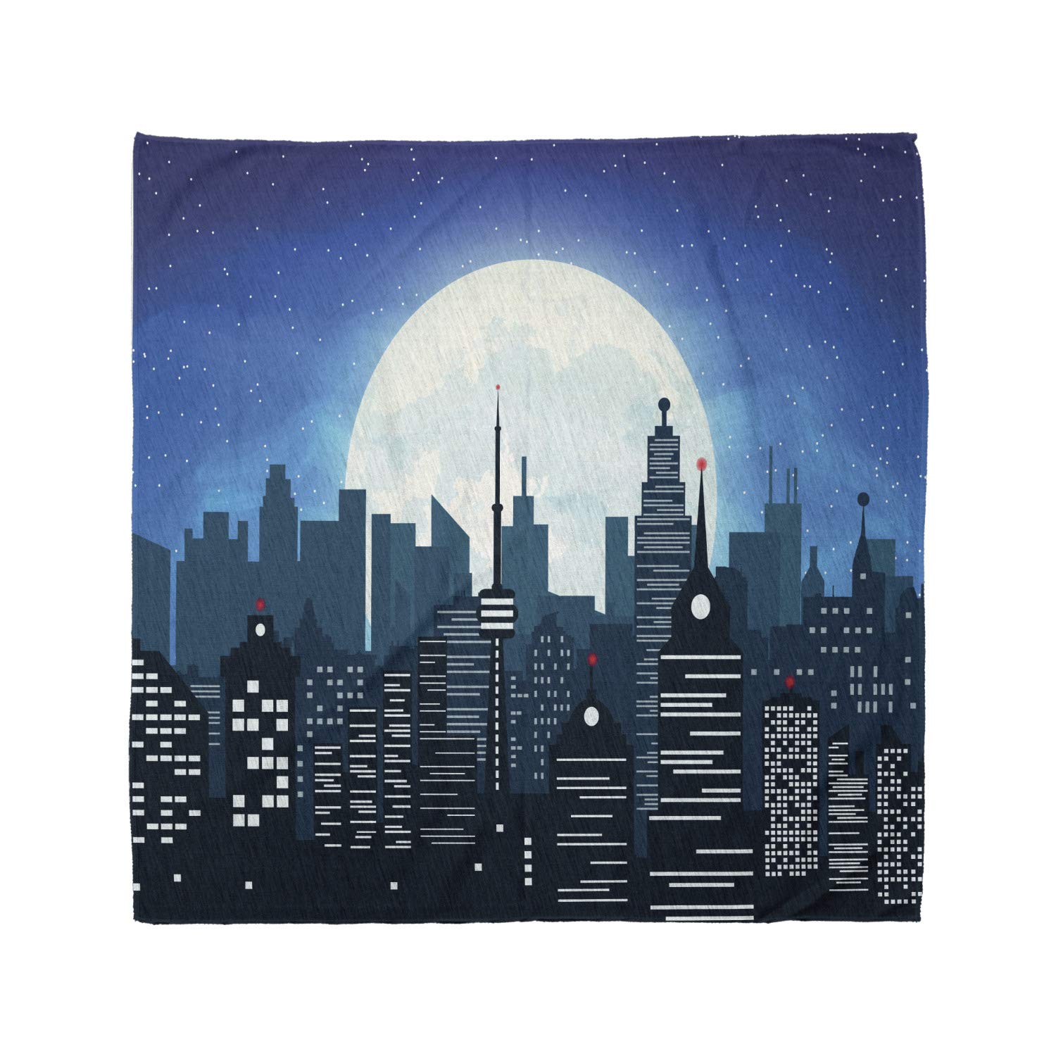 Ambesonne City Bandana - Modern Capital Moon Night Design | Unisex Head & Neck Scarf for Men & Women | Perfect for Outdoor Activities, Concerts & Fashion Accessories
