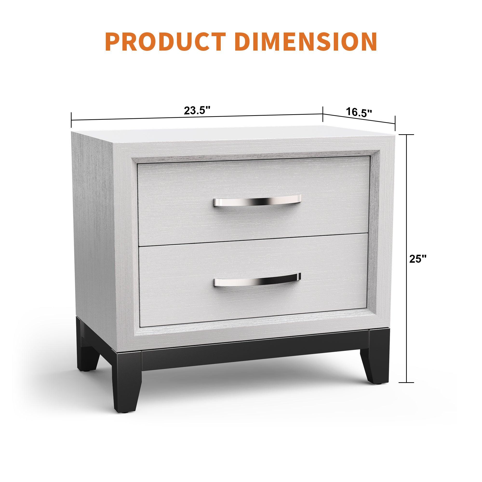Lucien Modern Wood Nightstand with 2 Drawers - Solid Wood Bedside Table for Bedroom, Living Room & Office - Stylish Storage Furniture with Smooth Gliding Drawers