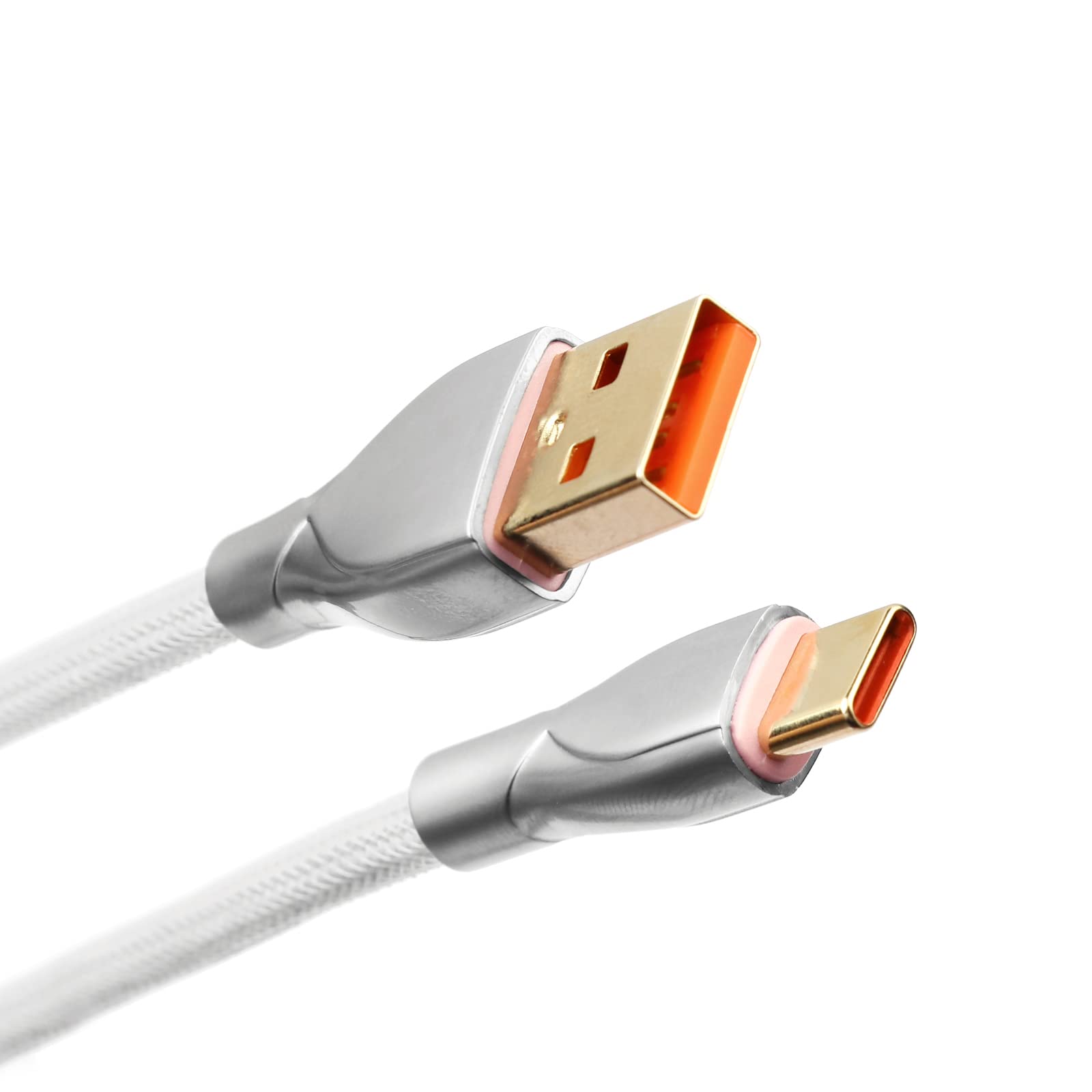 EPOMAKER Mix 1.8m Coiled USB C to USB A Keyboard Cable - Durable TPU Braided Cord with Detachable Metal Aviator Connector for Mechanical Gaming Keyboards (White) - Perfect for Custom Keyboard Setups & PC Gaming Battlestations