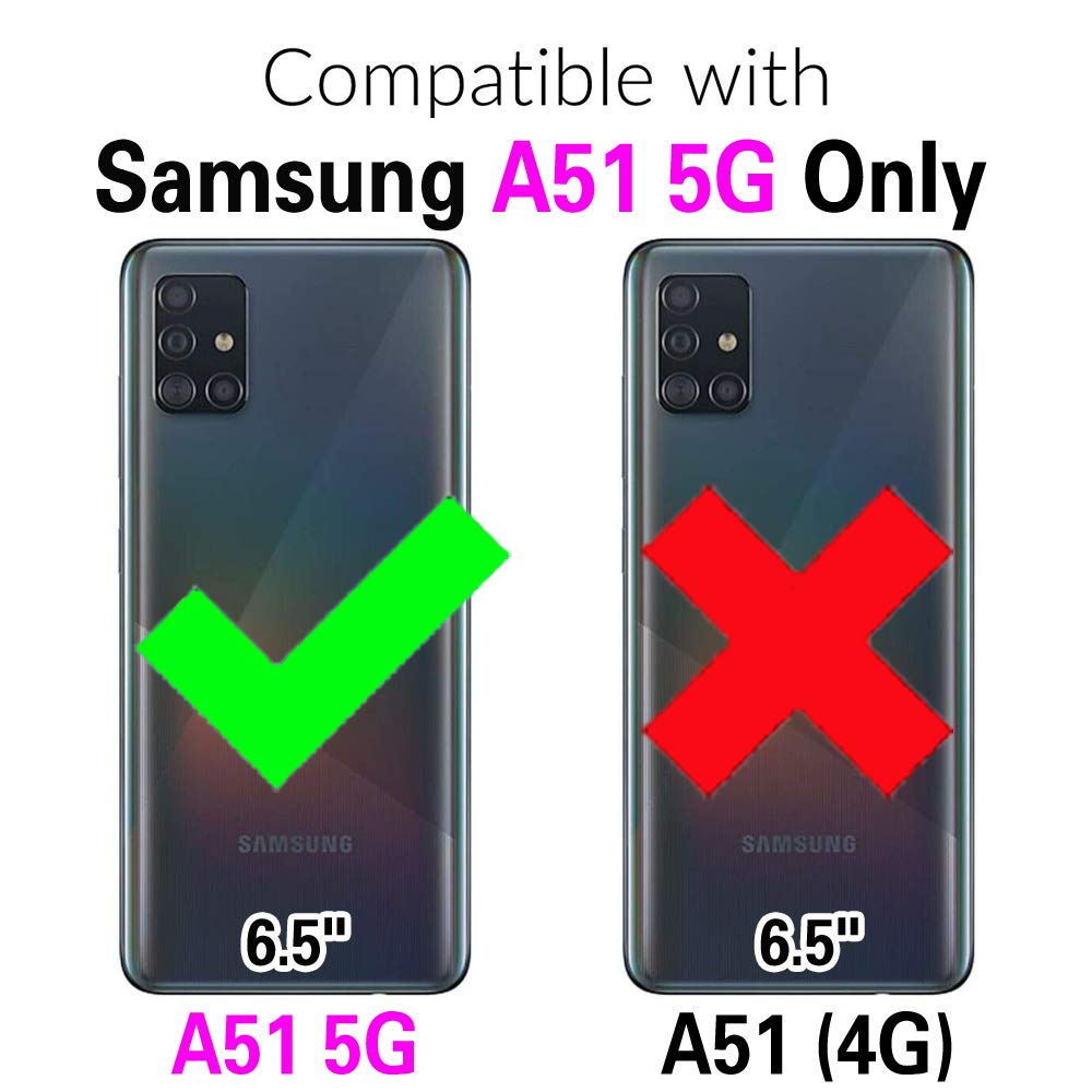 **Asuwish Wallet Case with Card Holder & Stand for Samsung Galaxy A51 5G/A51 5G UW Verizon | Tempered Glass Screen Protector Included | Stylish Blue Protective Cover for Men & Women | Perfect for Work, Travel & Daily Use**