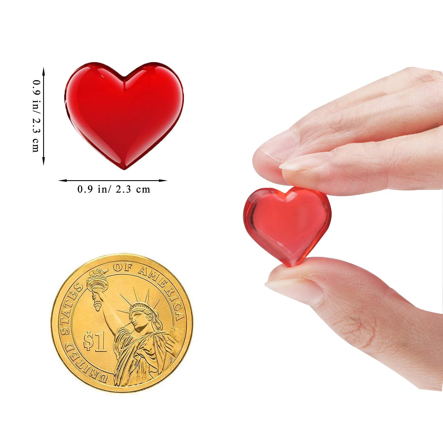 Fangoo 220-Piece Red Acrylic Heart Gems - Valentine's Day Decorations, Vase Filler, Table Scatter for Engagement, Wedding & Home Decor (Bright Red, 1LB) - Perfect for Romantic Events, DIY Crafts & Party Centerpieces