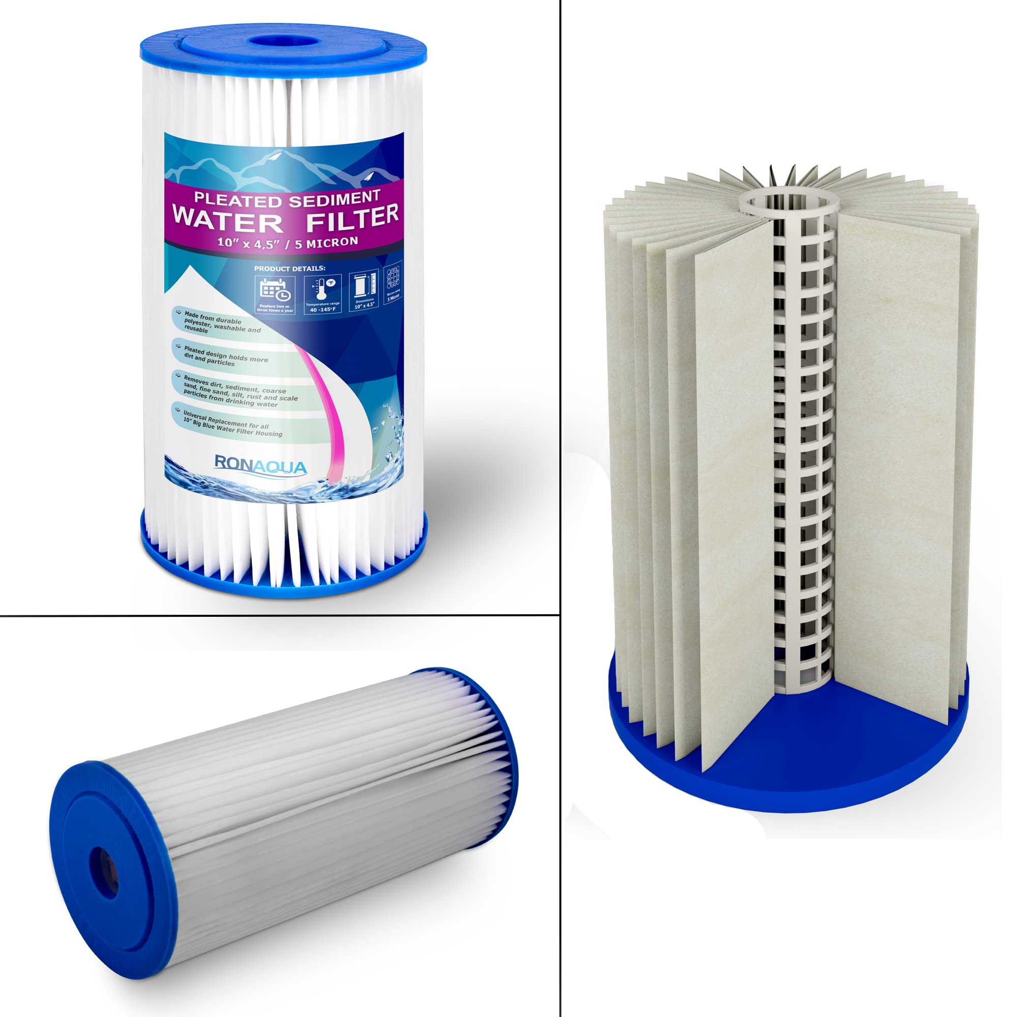 10 x 4.5-Inch Whole House Water Filtration System - High Capacity Transparent Filter with Pressure Relief Button, 1