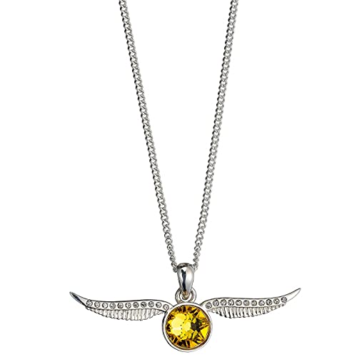 Harry Potter Golden Snitch Necklace - Sterling Silver & Crystal Pendant - Perfect for Cosplay, Gifts, and Wizarding World Fans