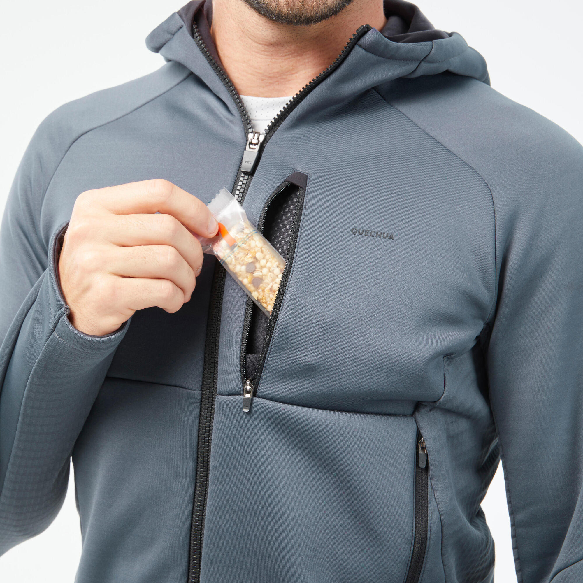 Quechua Men's MH520 Hooded Fleece Jacket for Hiking & Outdoor Adventures - Warm & Comfortable for Camping, Trekking & Winter Sports