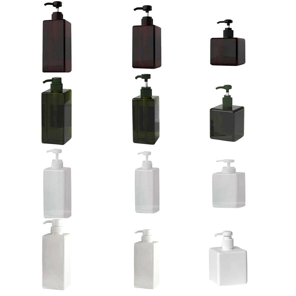 Ochine 1 Pack Refillable Square Plastic Pump Bottles - Clear Travel Shampoo & Lotion Containers with Dispenser for Body Wash, Moisturizer, Face Cream | Portable for Gym, Travel & Home Organization