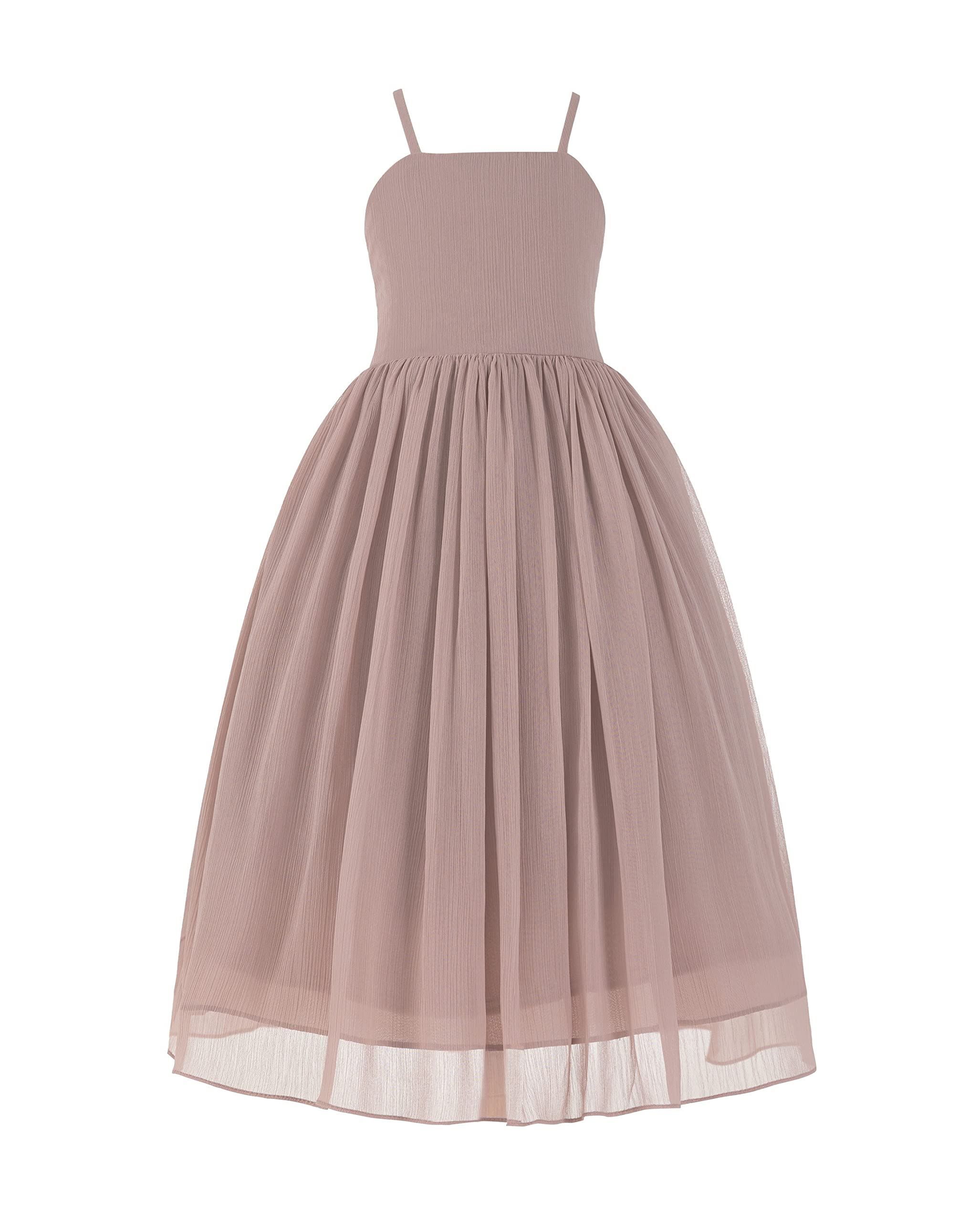 Elegant Criss Cross Chiffon Flower Girl Dress | Junior Bridesmaid Gown | Formal Wedding Reception Dress for Girls | Perfect for Flower Girls, Junior Bridesmaids & Special Occasions