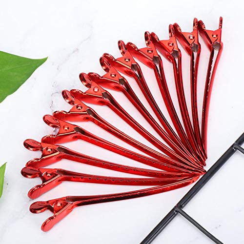 **12pcs Stainless Steel Duckbill Hair Clips for Hairdressing - Salon & Barber Styling Tools - Sectioning Clips for Hair Styling, Braiding, Extensions & Updos**