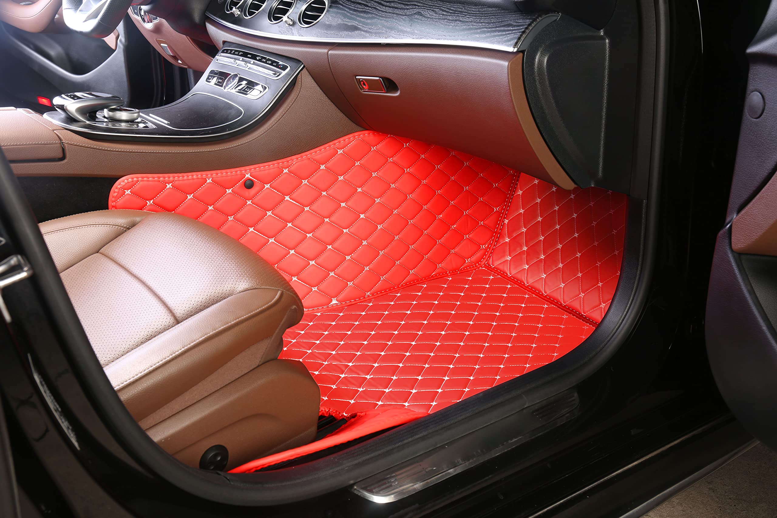 Premium Custom Car Floor Mats for Land Rover Range Rover Sport 2010-2022 - Luxury Leather, Waterproof & Anti-Slip Full Coverage Liners (Front & Rear) - Perfect for Off-Road Adventures & Daily Commutes (Choose: 2010-2013 Model / Black Green)