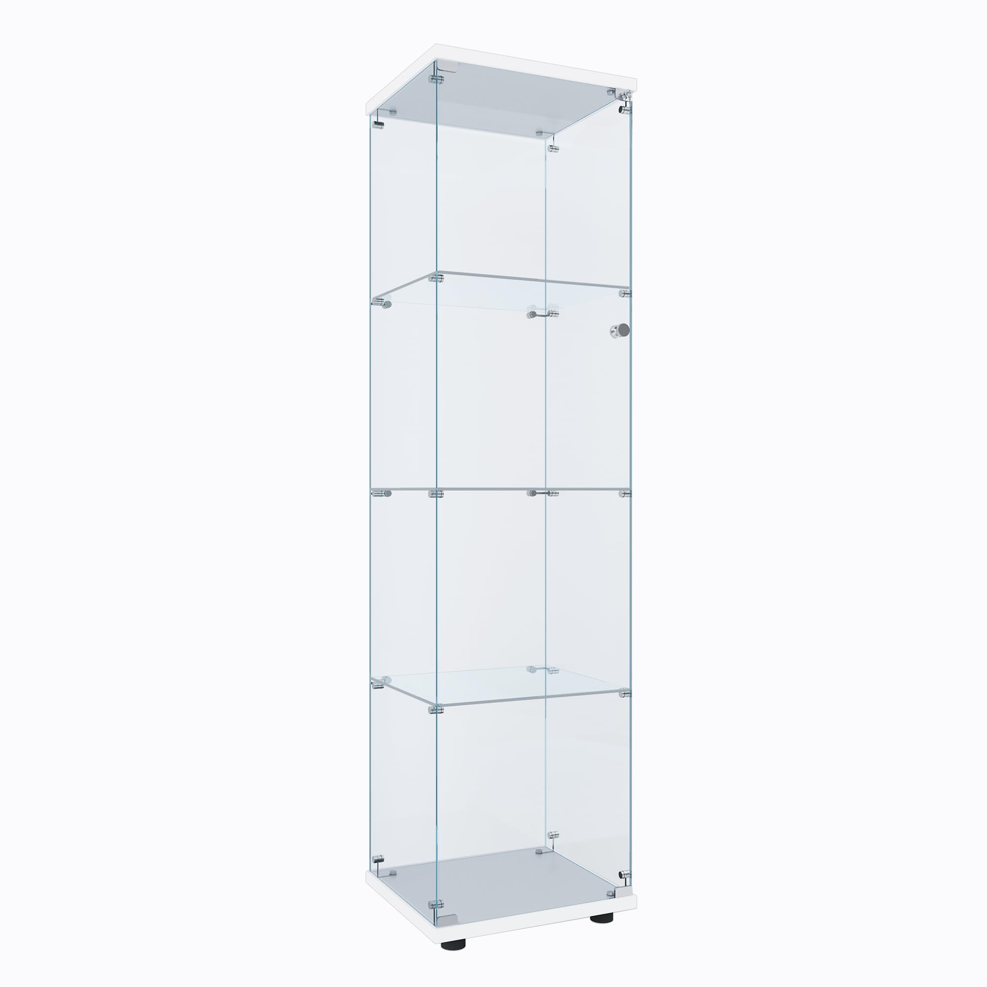 Vintage Glass Curio Cabinet with 4 Shelves - 64.2