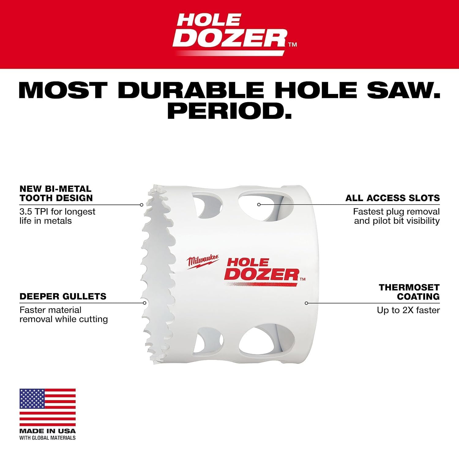 Milwaukee Bi-Metal Hole Dozer Hole Saw - 5 Inch Diameter for Wood, Metal & Plastic Cutting - Perfect for Construction, Plumbing & Electrical Work