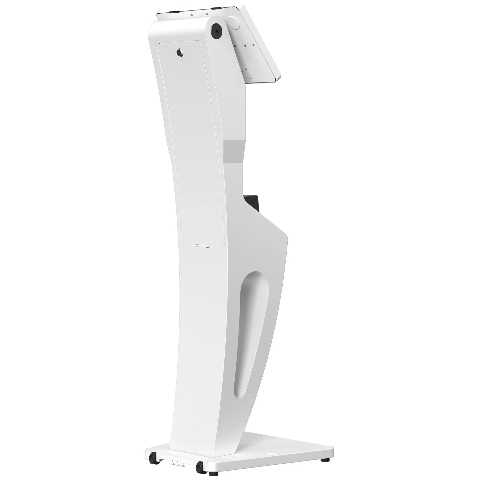Sleek White Floor Stand with Printer Slot & Security Enclosure - Integrated Honeywell 2D Barcode Scanner for Retail Stores, Warehouses & Checkout Counters