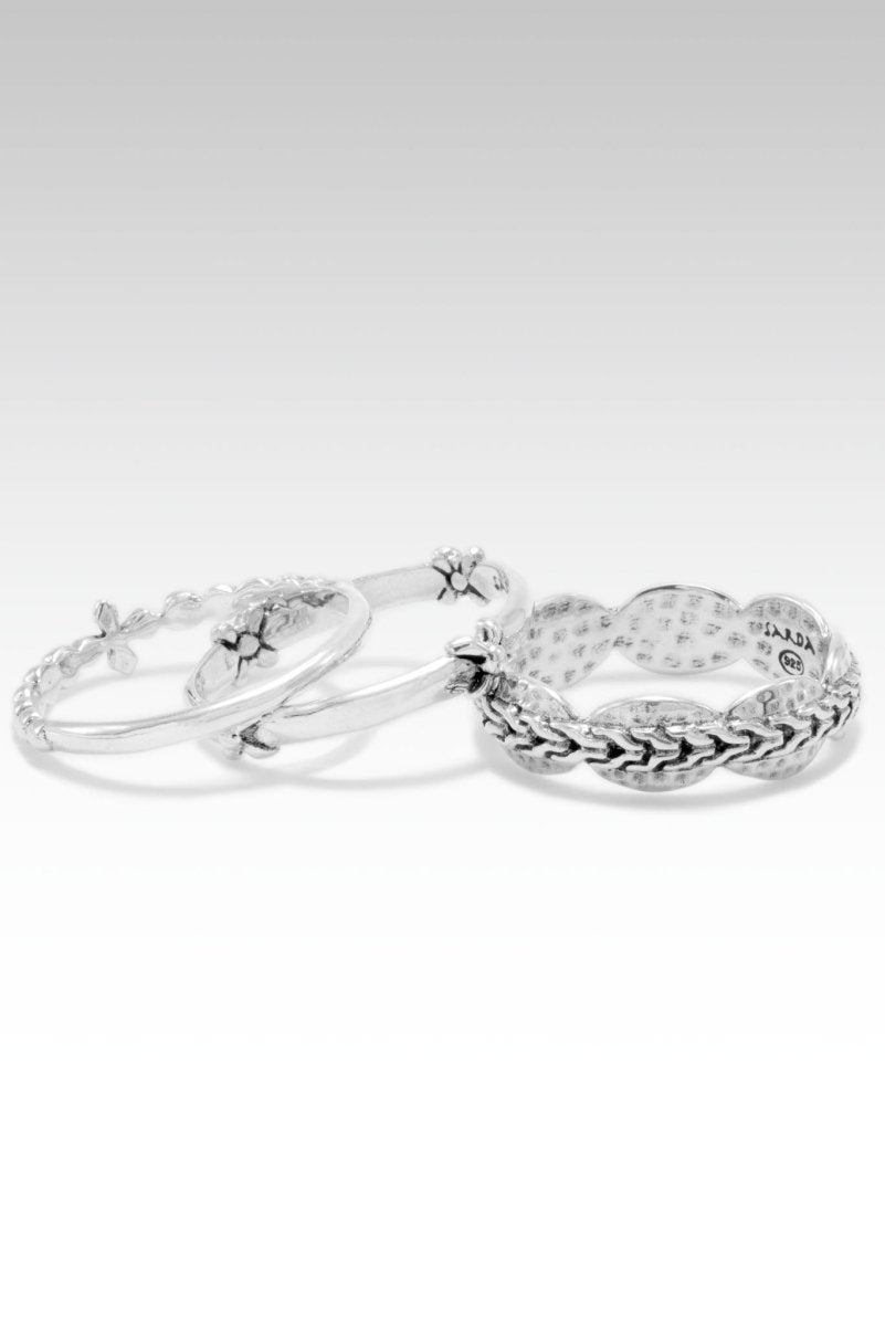 Powerful Chainlink Ring Set of 3 - Sterling Silver Stackable Rings for Women - Perfect for Everyday Wear, Gift Giving & Fashion Accessories