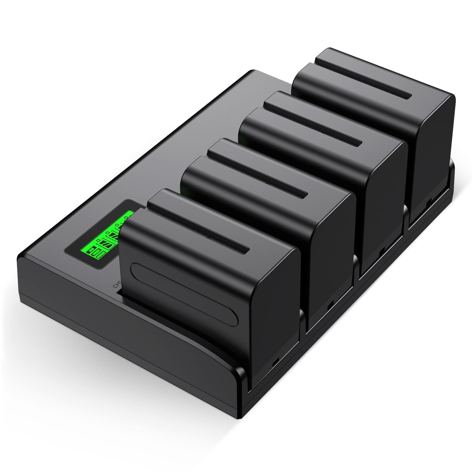 4 Pack NP-F970 Replacement Batteries & 4-Channel Charger for Sony Cameras - Compatible with NP-F970/950/960/550/330/570 & CCD-SC55, TR516/716/818/910/917 Handycams - Perfect for Travel Vlogging, Wedding Filming & Outdoor Photography