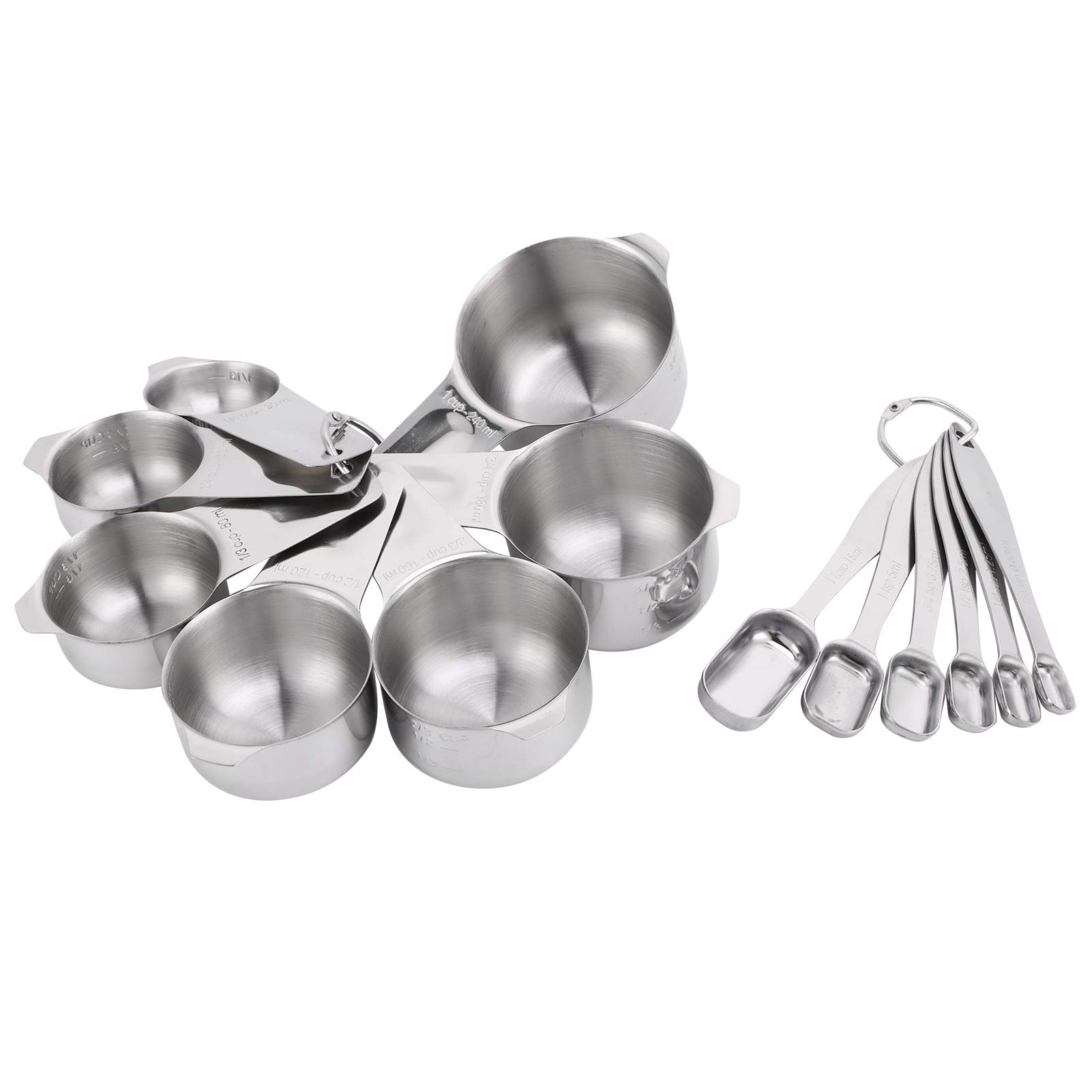 13-Piece Stainless Steel Measuring Cups and Spoons Set with Measurement Scales - Essential Kitchen Baking Tools for Cooking, Baking, Measuring Dry & Liquid Ingredients - Perfect for Home Bakers, Professional Chefs & Cooking Enthusiasts