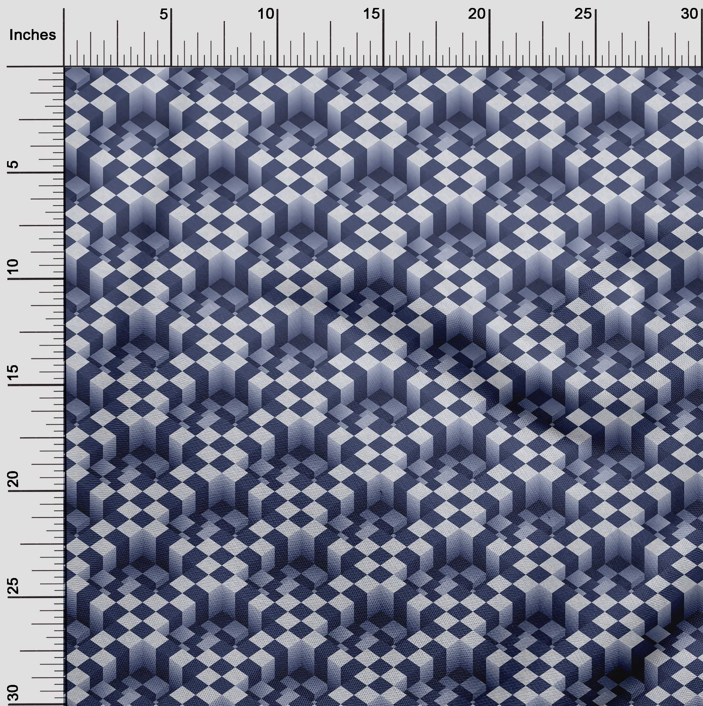 oneOone Rayon Blue Geometric Print Fabric by The Yard - 56 Inch Wide Dress Material for DIY Fashion, Home Decor & Craft Projects