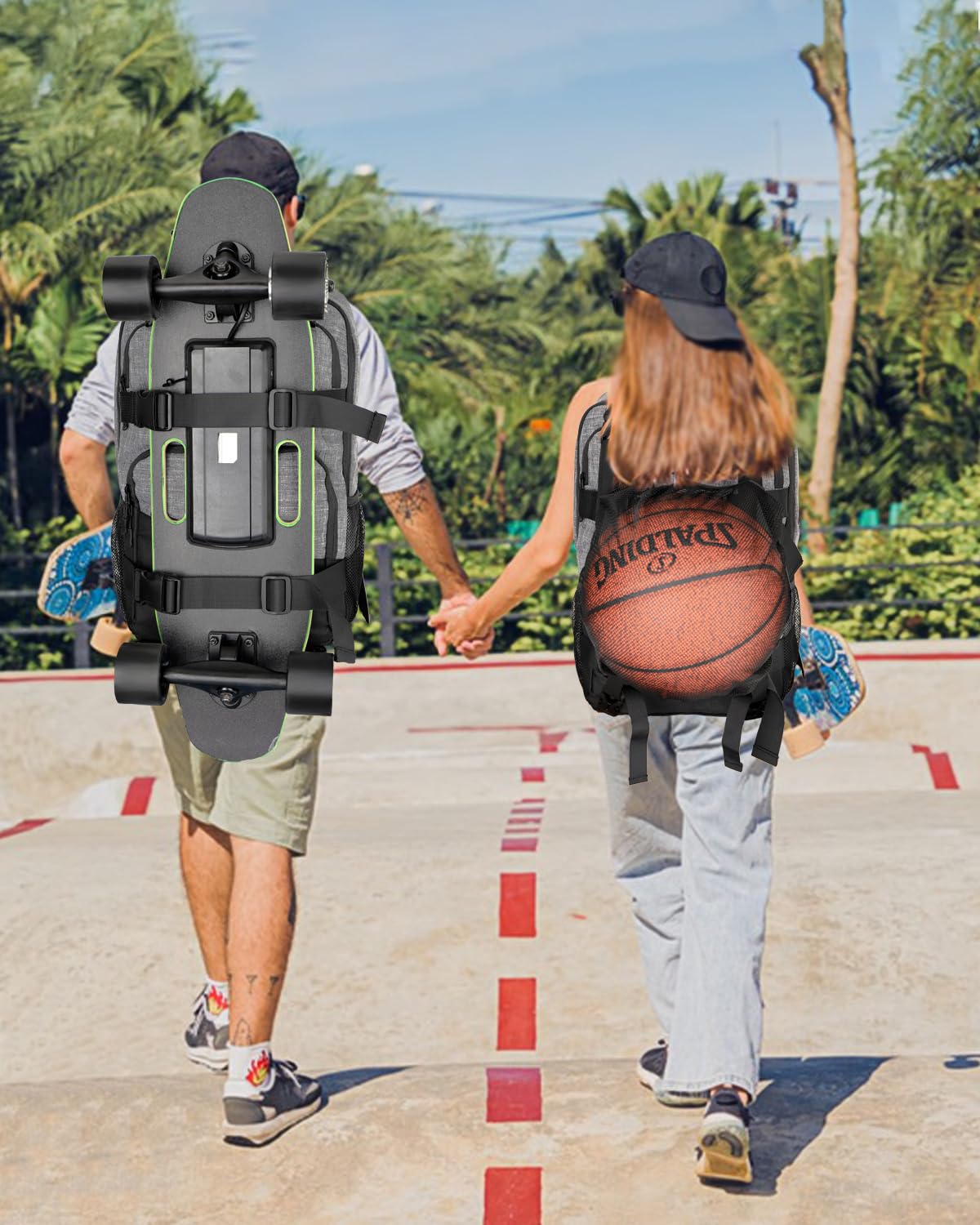 WOLT Skateboard Backpack - 15.6 Inch Laptop Backpack for Men & Women, Waterproof Sports Backpack with Ball Holder - Perfect for Skateboarding, School, Travel & Outdoor Activities