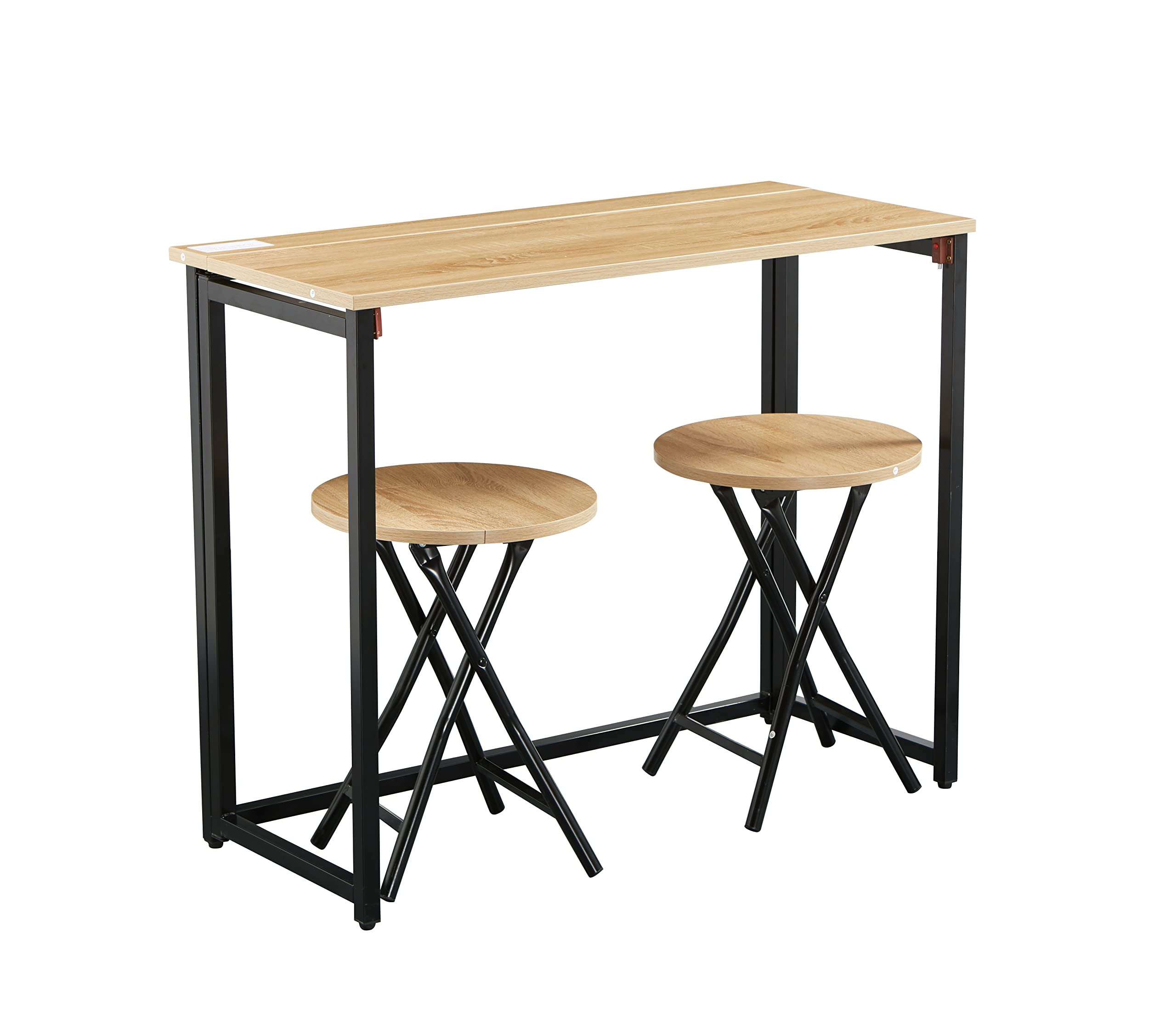 Foldable Bar Table Set with 2 Chairs - Space Saving Counter Height Bistro Set for Small Spaces, Outdoor Patio, Balcony or Kitchen Breakfast Nook - Perfect for Entertaining Guests or Relaxing with Coffee