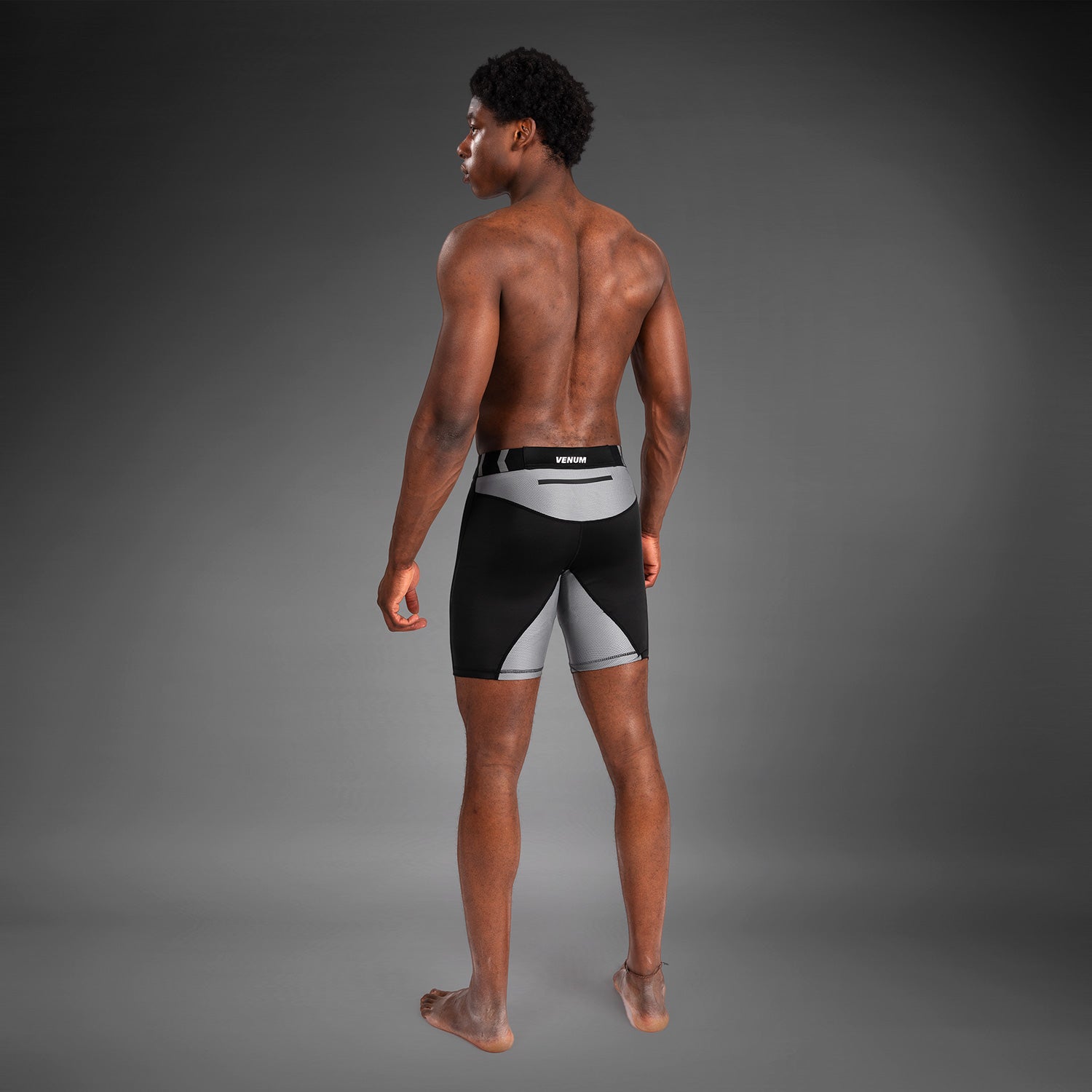 Venum Tempest Men's Vale Tudo MMA Shorts - Black/Grey - Lightweight & Breathable Fight Shorts for MMA, BJJ, Muay Thai Training & Competition