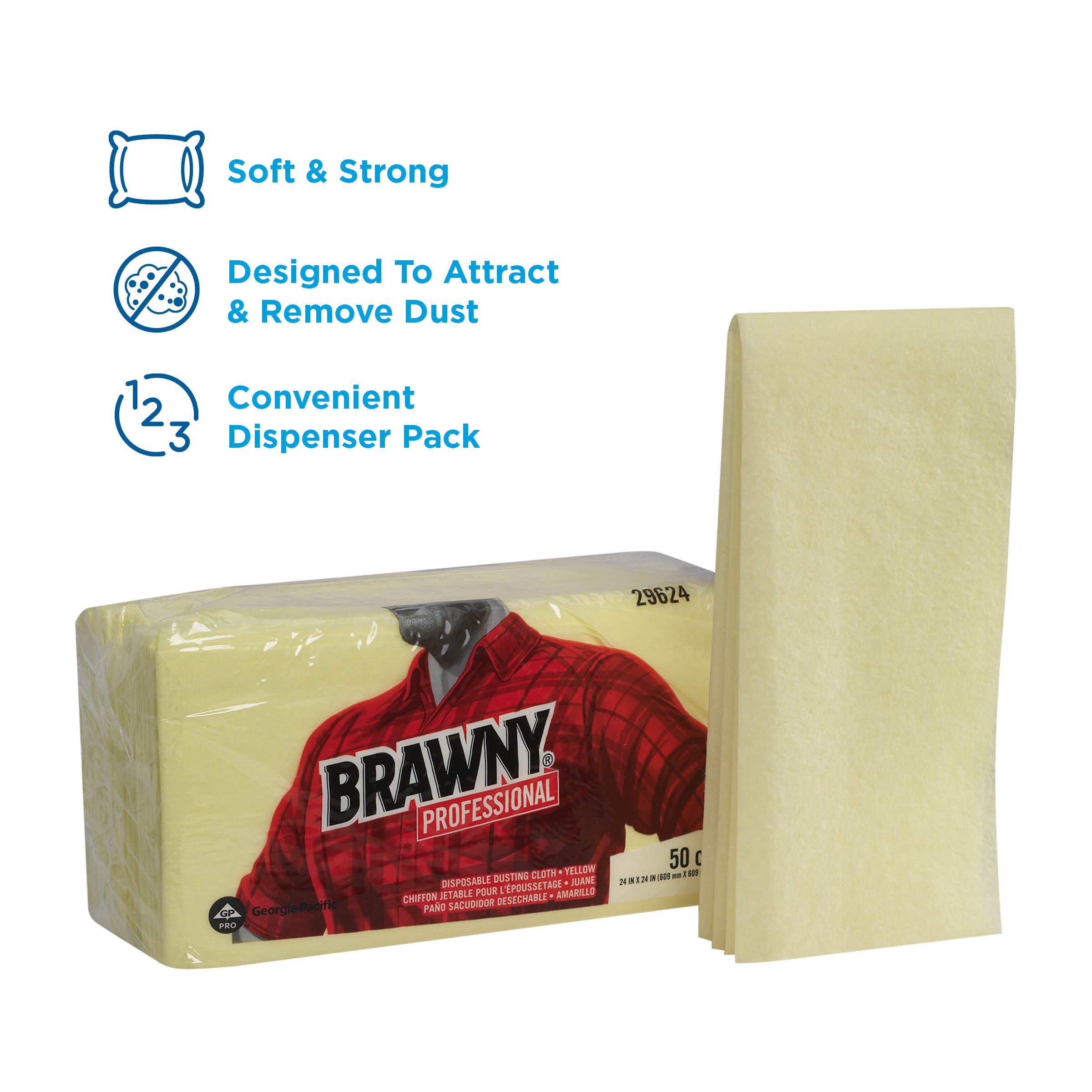 Brawny Yellow Quarter-Fold Disposable Dusting Cloths - 24