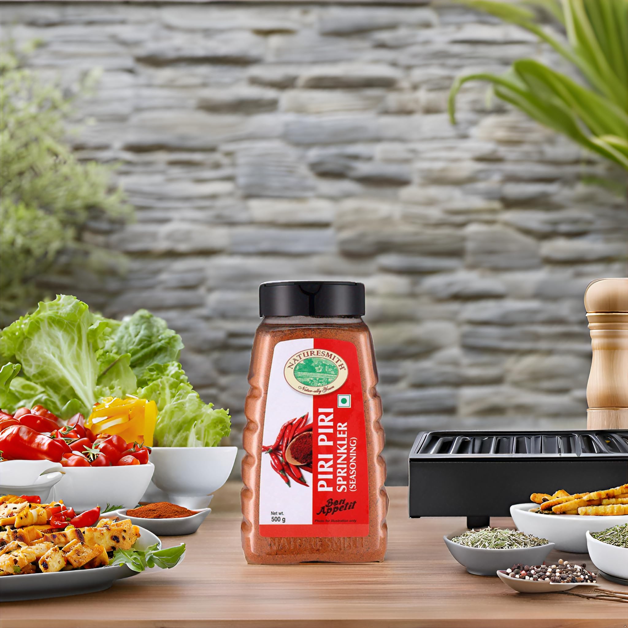 Naturesmith Piri Piri (Peri Peri) Masala Seasoning Powder - 500g | Tangy & Spicy Chili Blend | Perfect for Snacks, French Fries, Grilled Chicken & BBQ | Great for Cooking, Marinades & Party Food