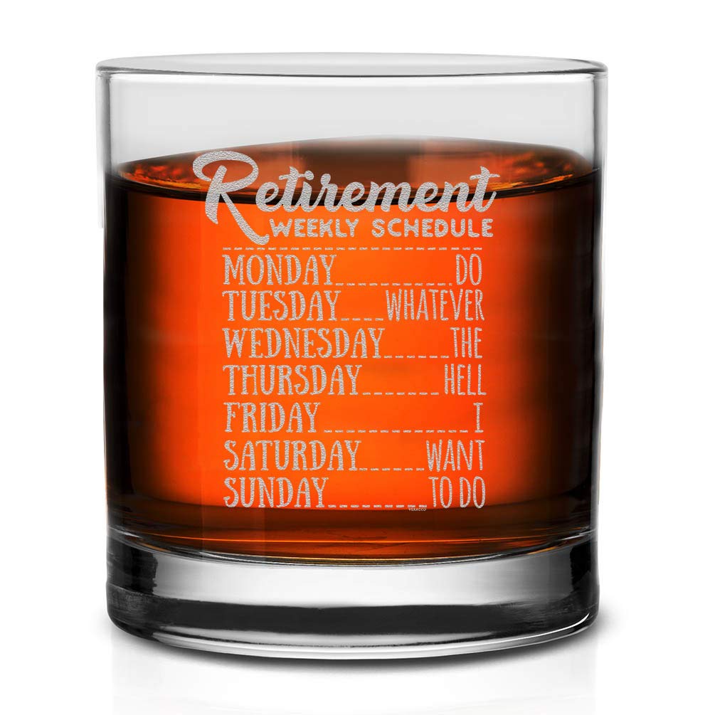 Veracco Retirement Whiskey Glass - Funny 'Do Whatever the Hell I Want' Design - Clear Glass Tumbler for Dad & Mom - Perfect Retirement Gift & Decor - Great for Bourbon, Scotch & Relaxation at Home