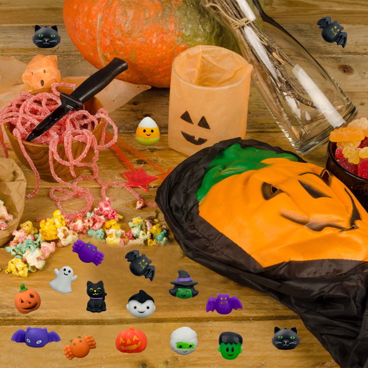 Jofan 36 PCS Mochi Squishy Toys for Kids - Halloween Party Favors & Treat Bags for Stress Relief