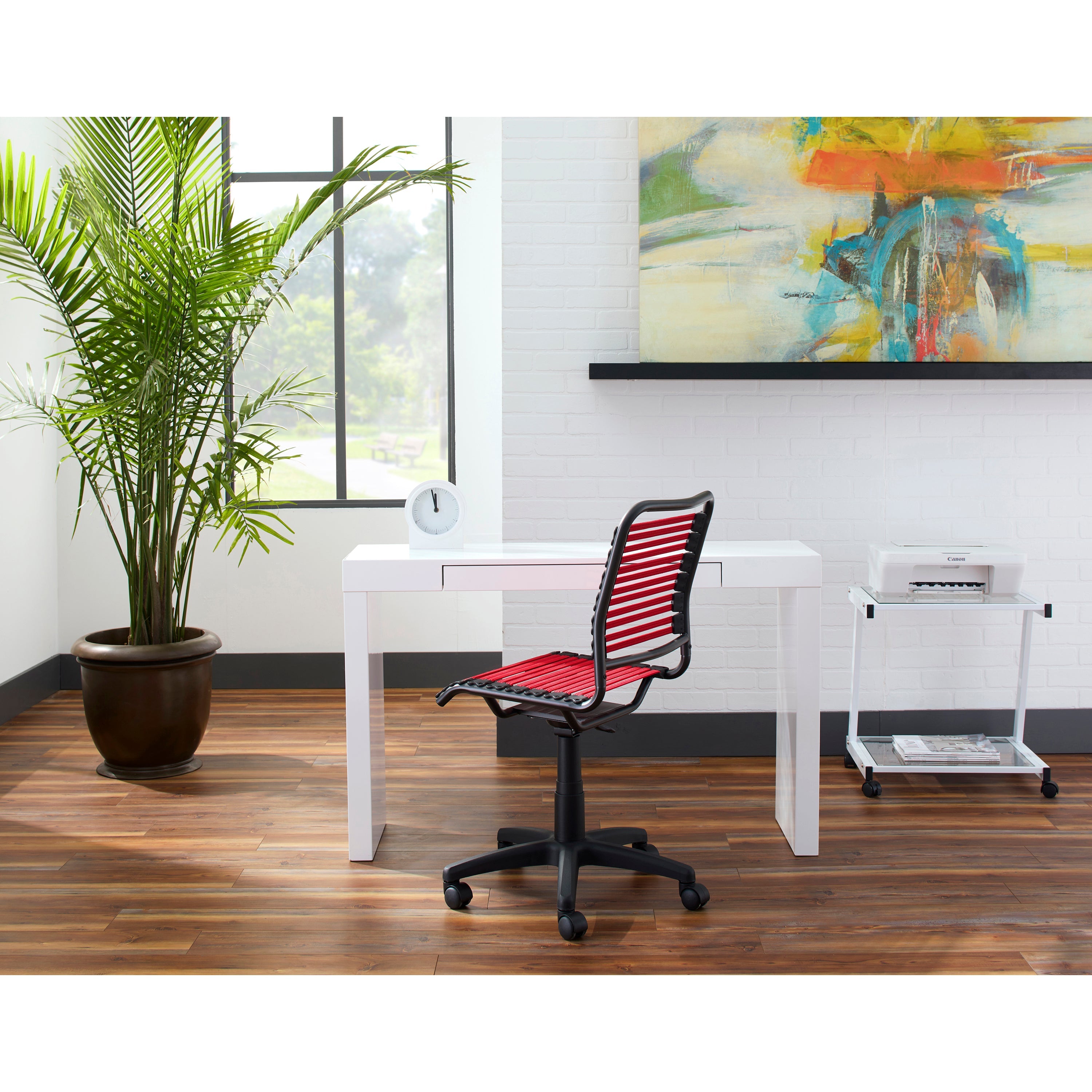 Allison Bungie Flat Low Back Office Chair - Ergonomic Mesh Desk Chair with Graphite Black Frame & Swivel Base - Perfect for Home Office, Computer Workstation & Conference Rooms