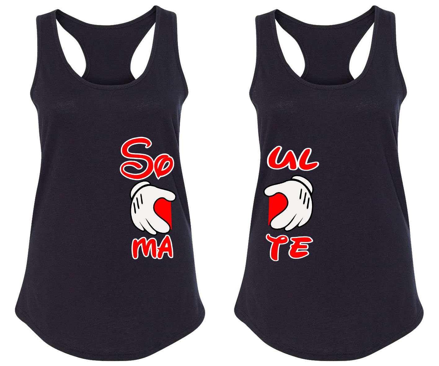 Best Friend Matching Tank Tops for Women - Custom BFF Racerback T-Shirts Set of 2 - Soulmate Couple Outfits for Birthday, Vacation & Girls Night Out