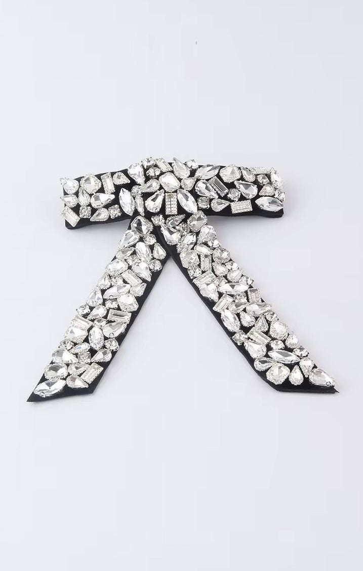 Sparkling Black Rhinestone Hair Bow for Women - Elegant Crystal Hair Accessory for Parties, Weddings & Special Occasions