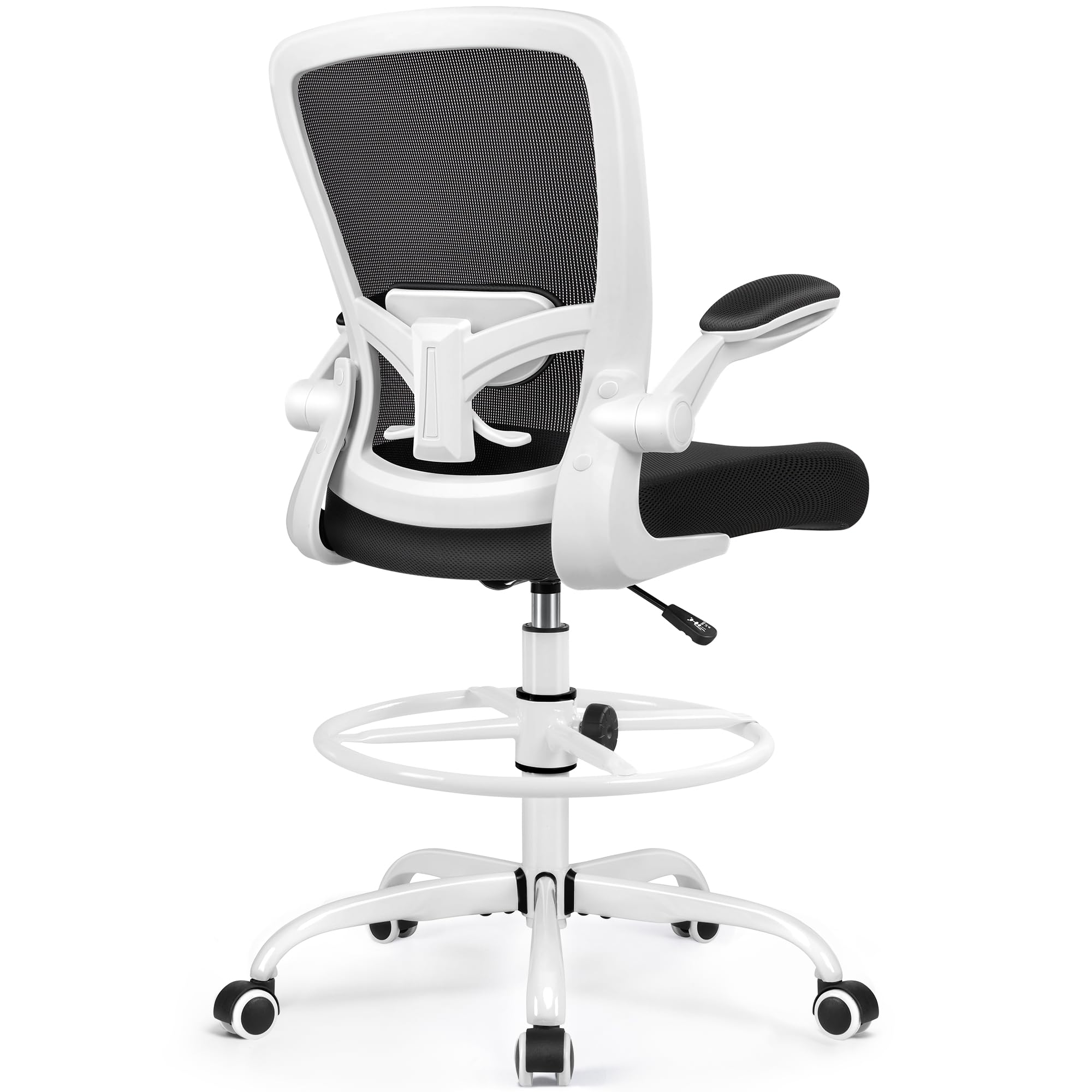 FelixKing Ergonomic Drafting Chair - Adjustable Mesh Office Chair with Lumbar Support, Footrest & Flip-Up Armrests - High Back Executive Desk Chair for Home Office, Gaming & Computer Work