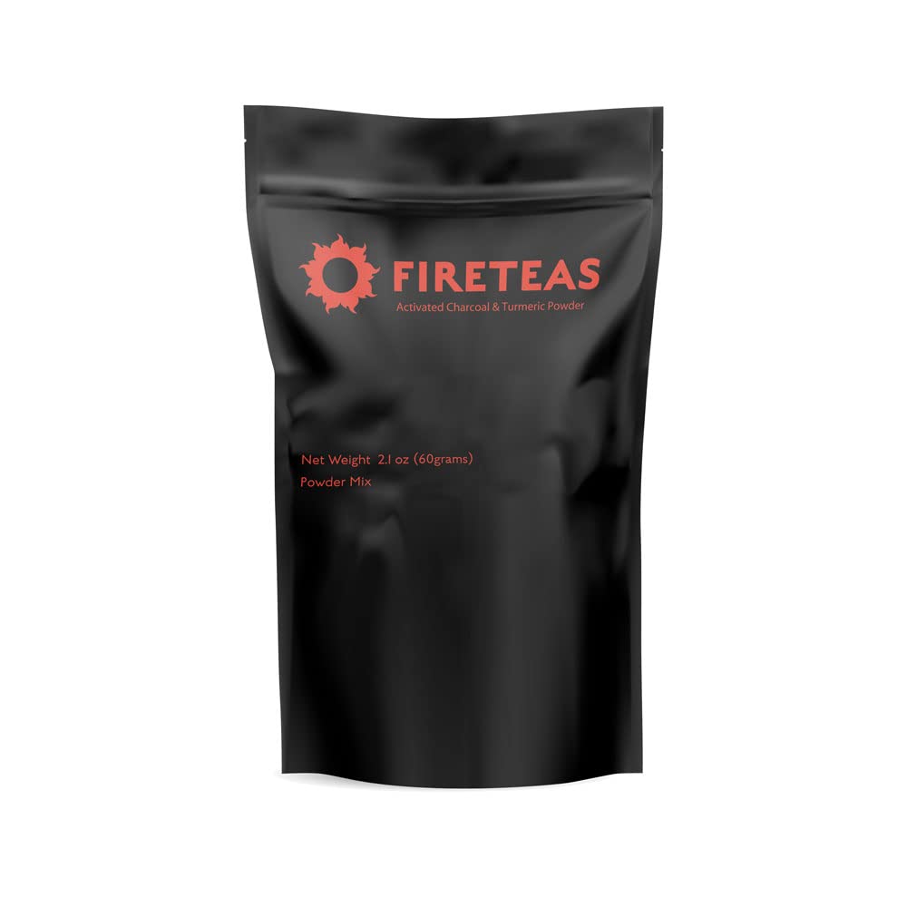 FIRE TEAS Activated Charcoal & Organic Turmeric Powder Mix - Natural Detox, Teeth Whitening & DIY Face Mask Ingredient - USA Made for Skin Care & Home Cleaning