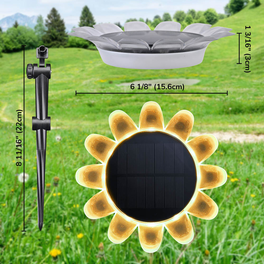 Solar Powered Sunflower Garden Lights - Outdoor Waterproof RGB Stake Lights for Yard, Pathway, Patio & Landscape Decoration